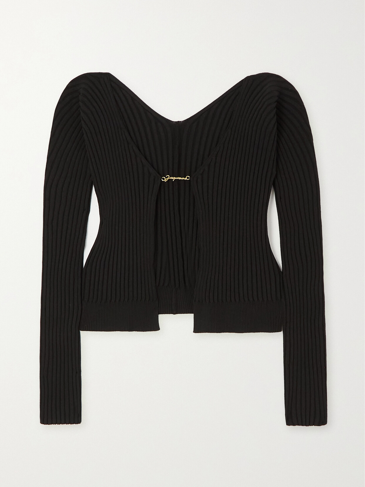 Jacquemus - Pralù Embellished Ribbed-knit Cardigan - Black