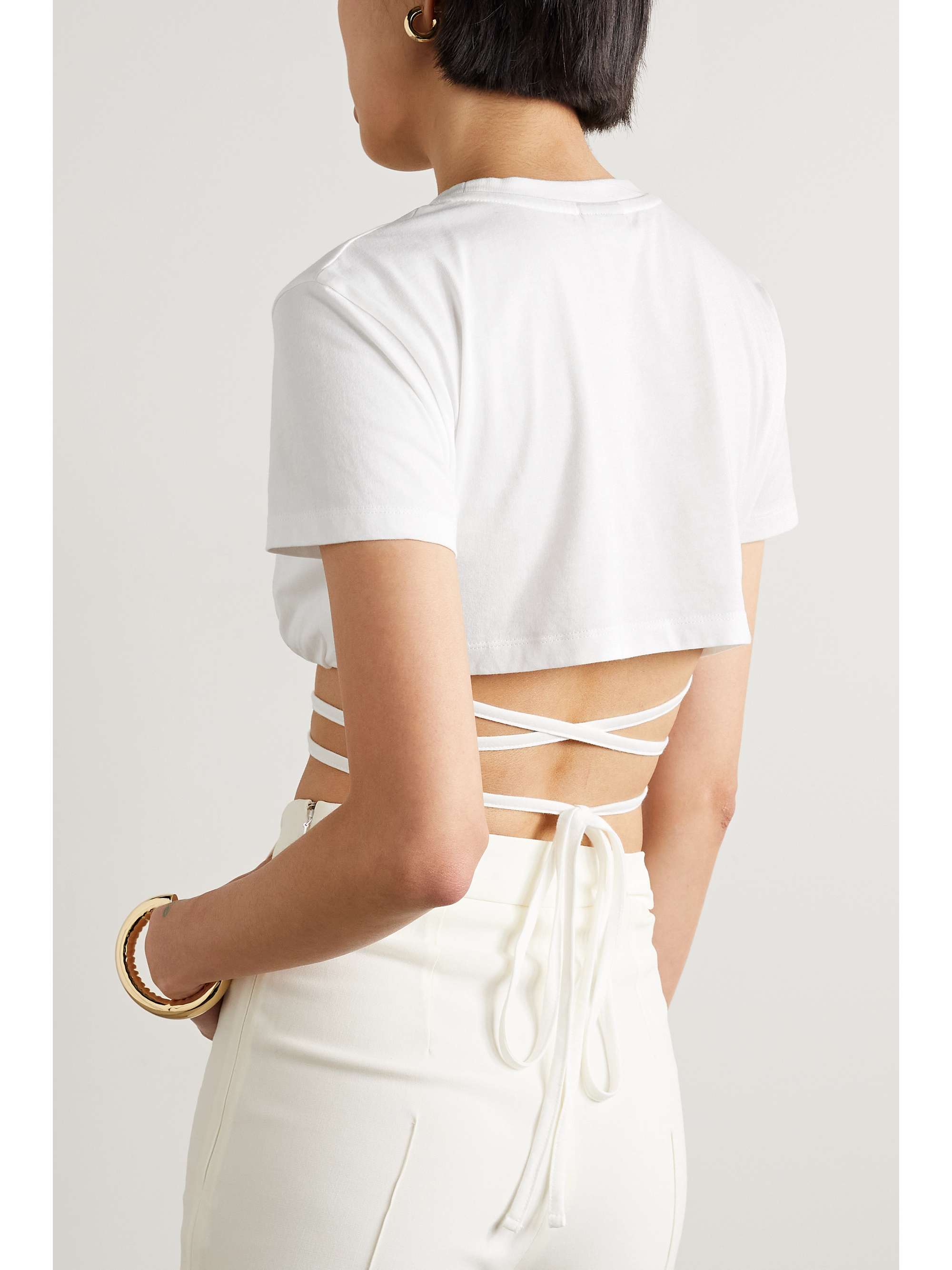 JACQUEMUS Baci cropped gathered organic cotton-jersey T-shirt