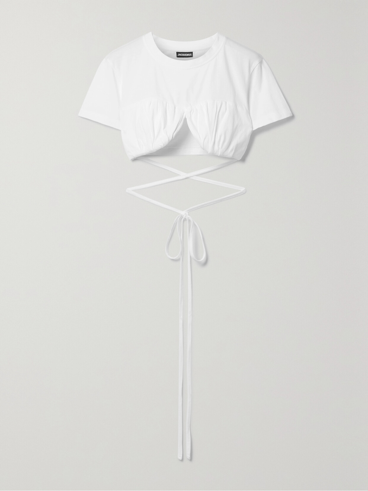 Jacquemus - Cropped Tie-detailed Organic Cotton-jersey Top - White