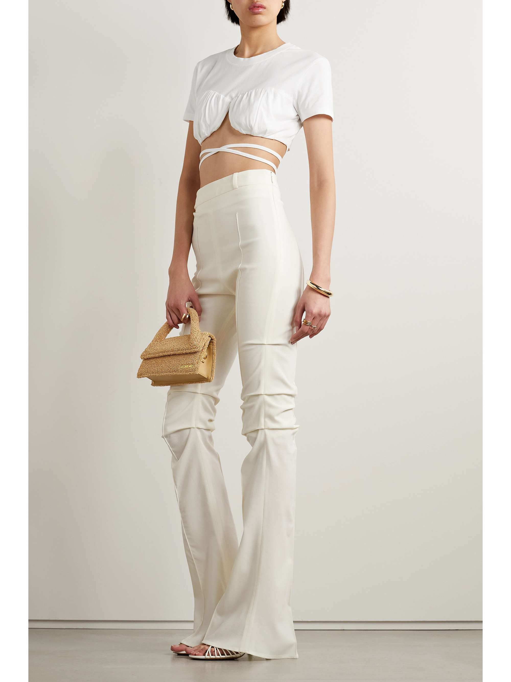 JACQUEMUS Baci cropped gathered organic cotton-jersey T-shirt