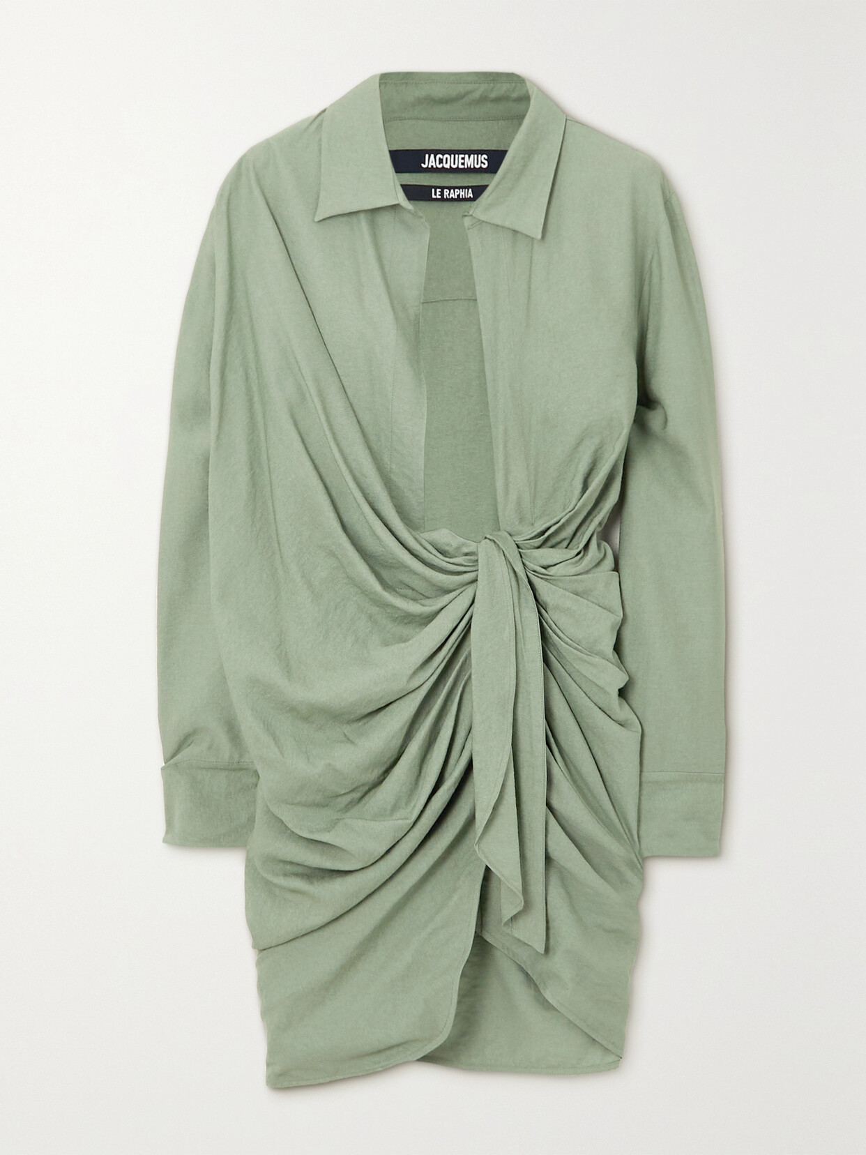 Jacquemus - Bahia Draped Knotted Twill Mini Dress - Green