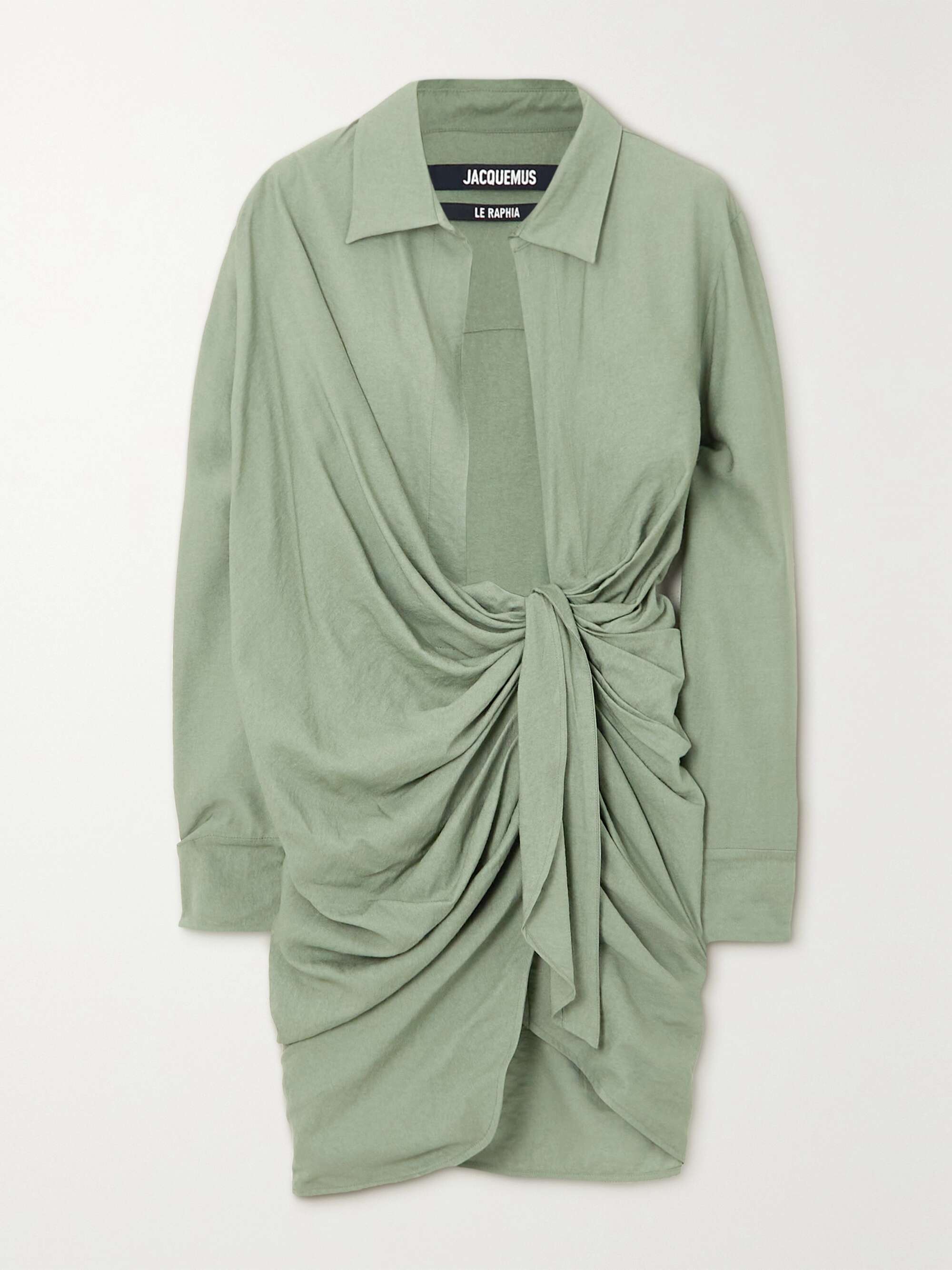 JACQUEMUS Bahia draped knotted twill mini dress NET A PORTER