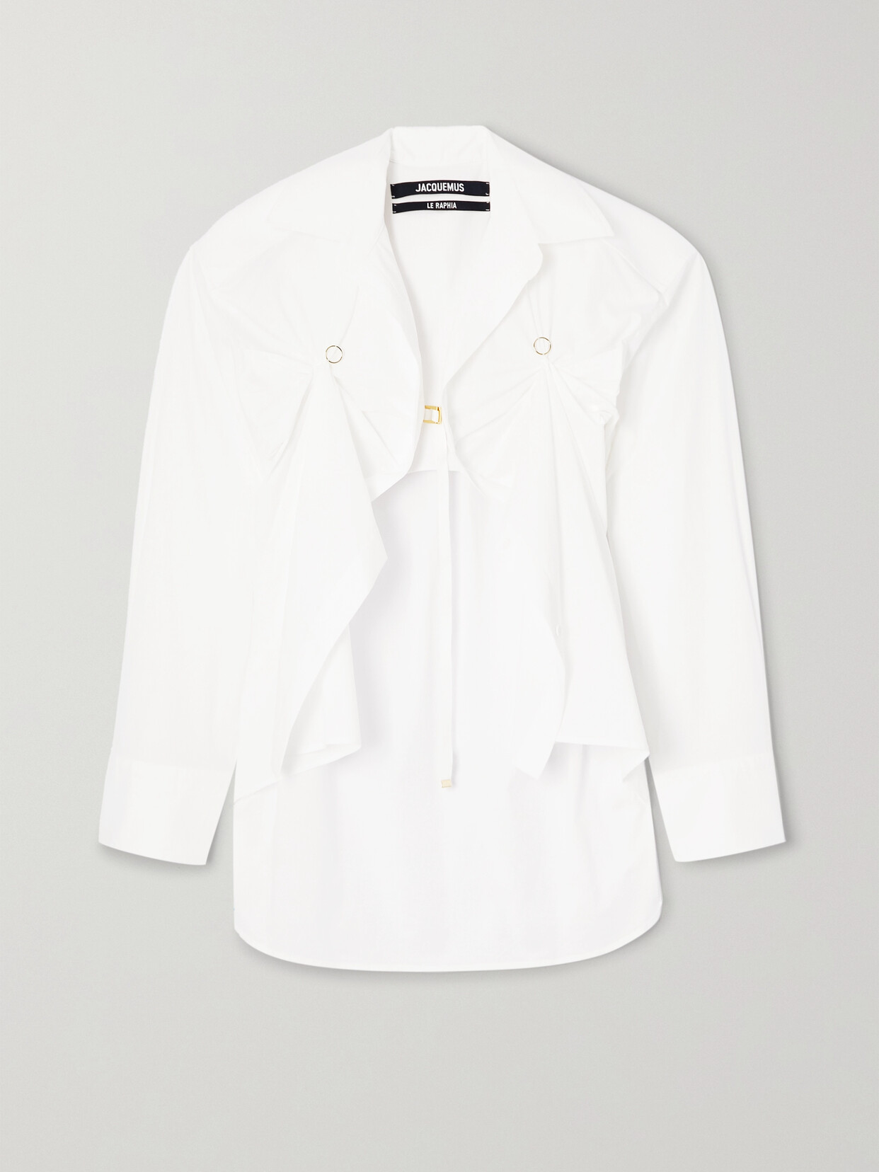 Jacquemus - Amaro Cropped Draped Cotton-blend Poplin Shirt - White