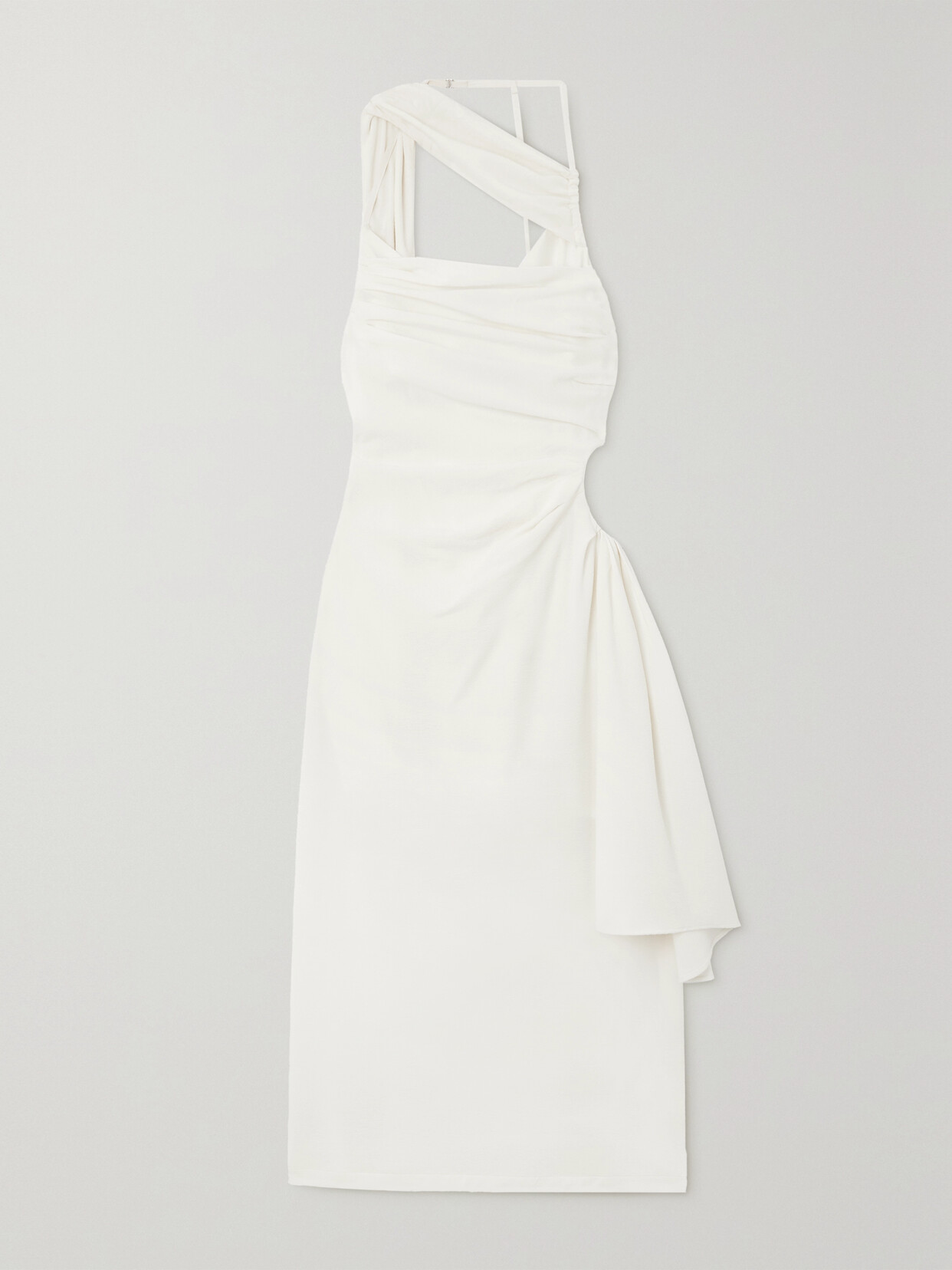 Jacquemus - Abanada Cutout Draped Wool-blend Crepe Midi Dress - White