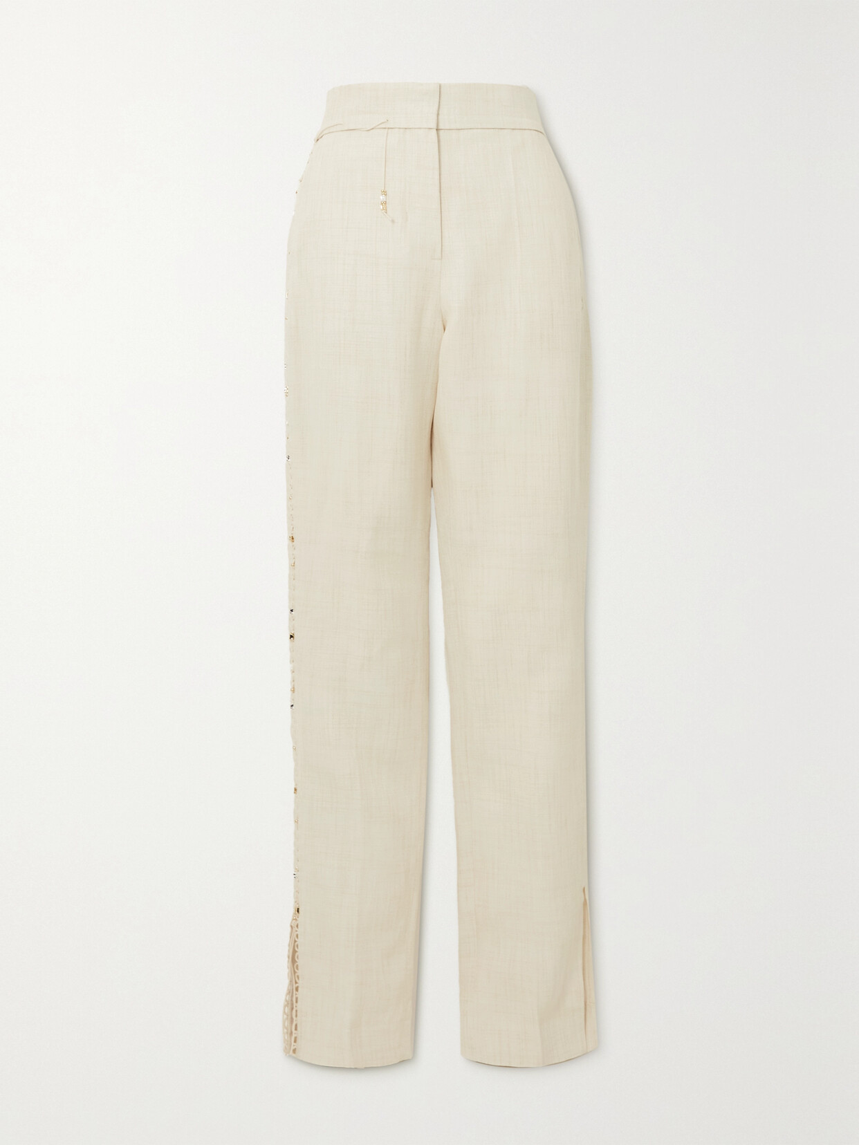 Jacquemus - Lace-up Linen-blend Straight-leg Pants - Off-white