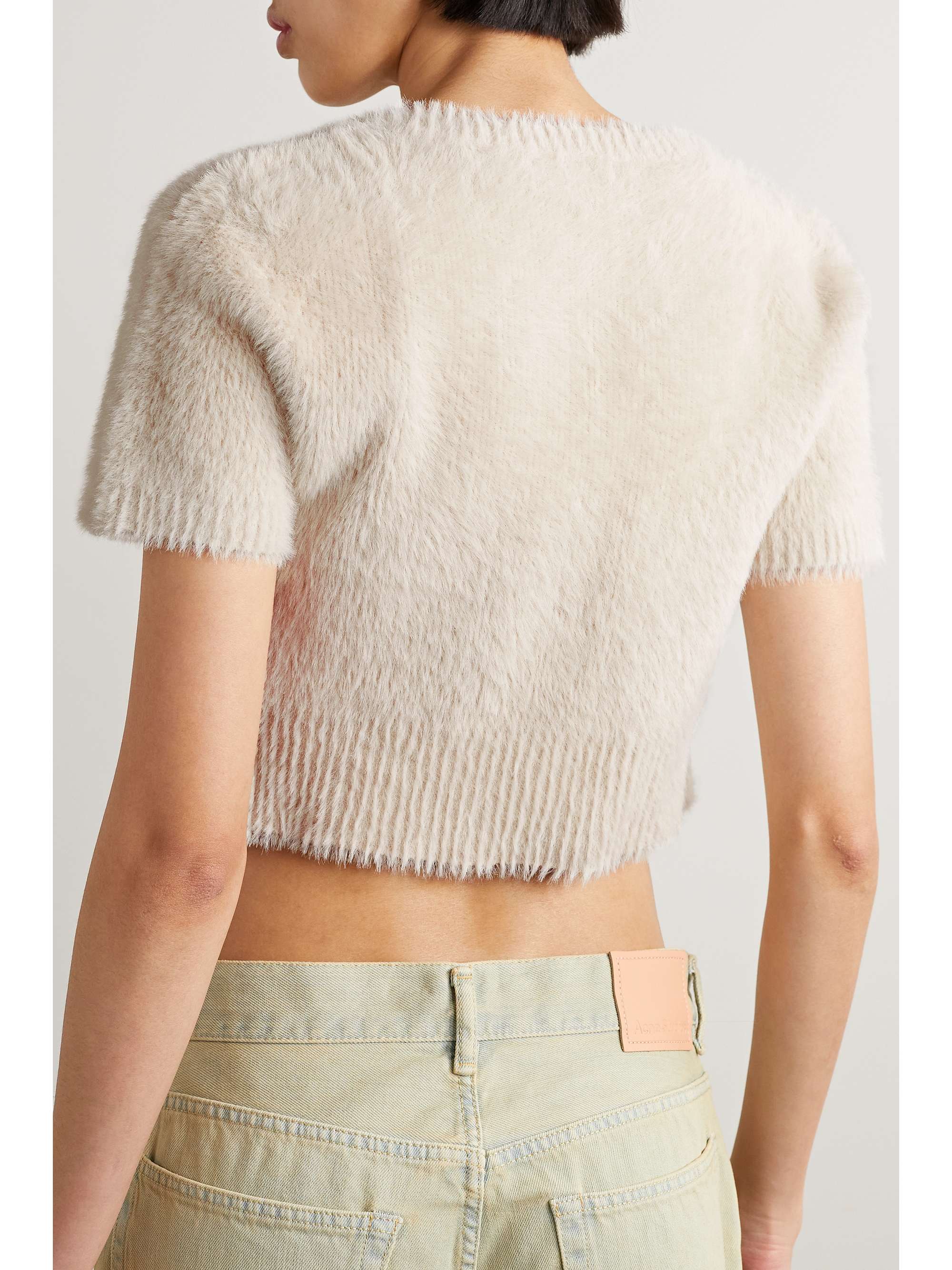 JACQUEMUS La Maille Neve cropped brushed knitted cardigan | NET-A-PORTER