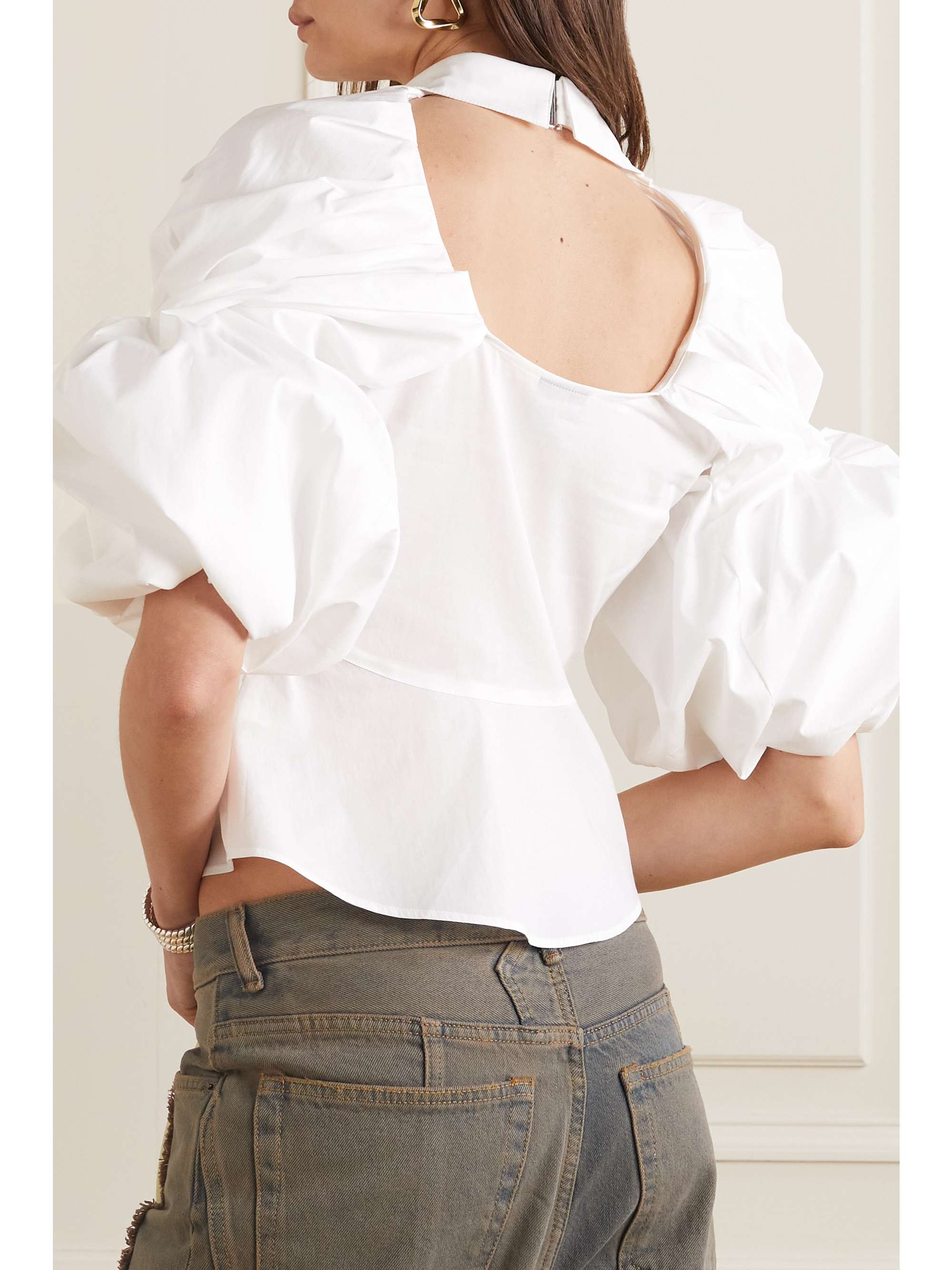 JACQUEMUS 마라카 컷아웃 스트레치 코튼 포플린 셔츠