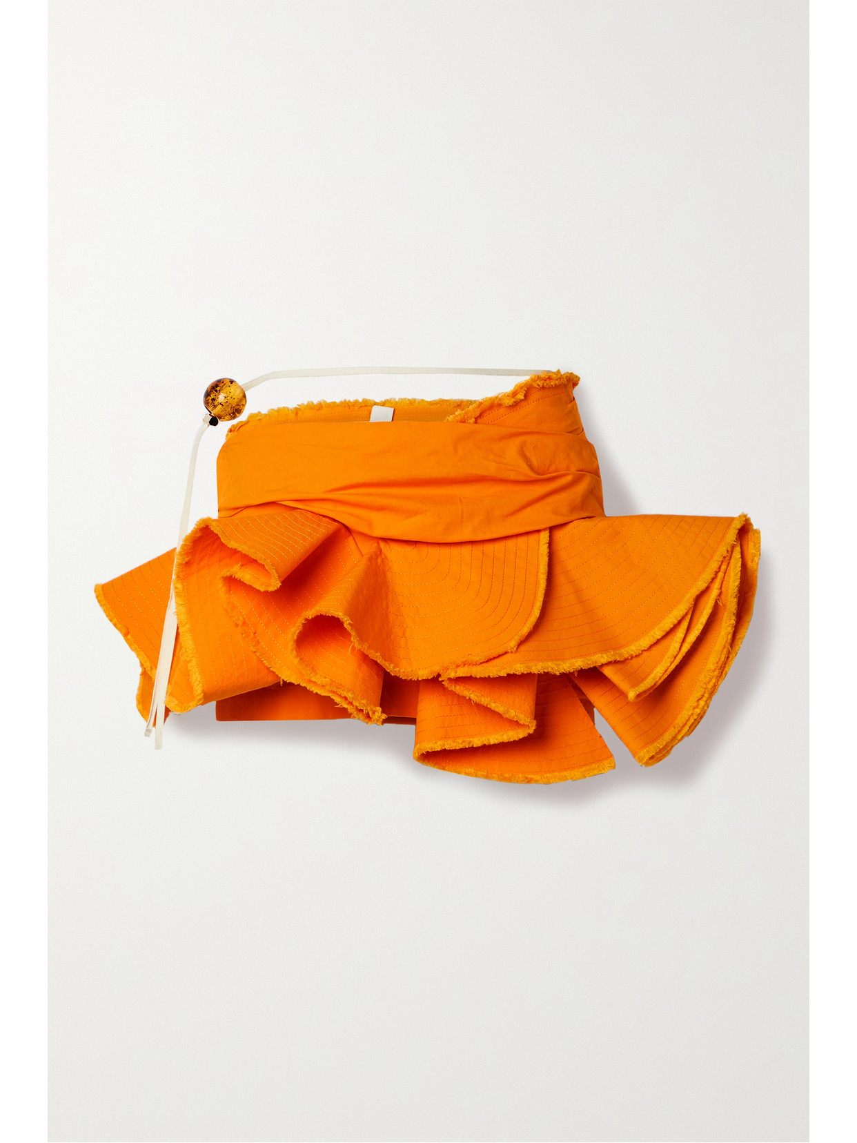 Jacquemus - Artichaut Ruffled Frayed Cotton-canvas Mini Skirt - Orange