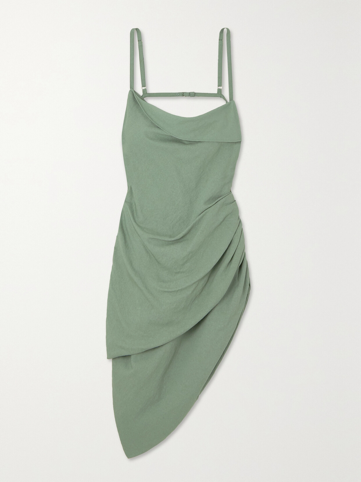 JACQUEMUS SAUDADE ASYMMETRIC DRAPED WOVEN MINI DRESS