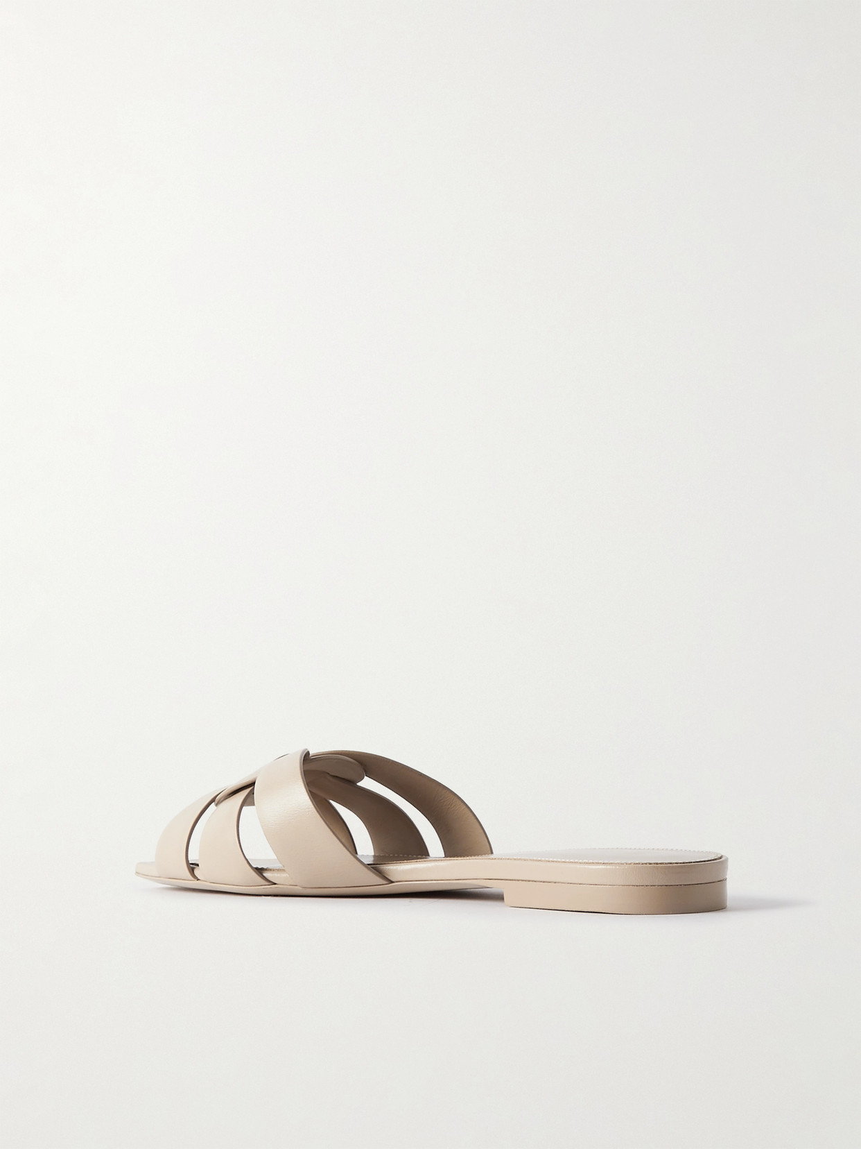Saint Laurent Tribute Eel Leather Flat Sandals In Neutrals