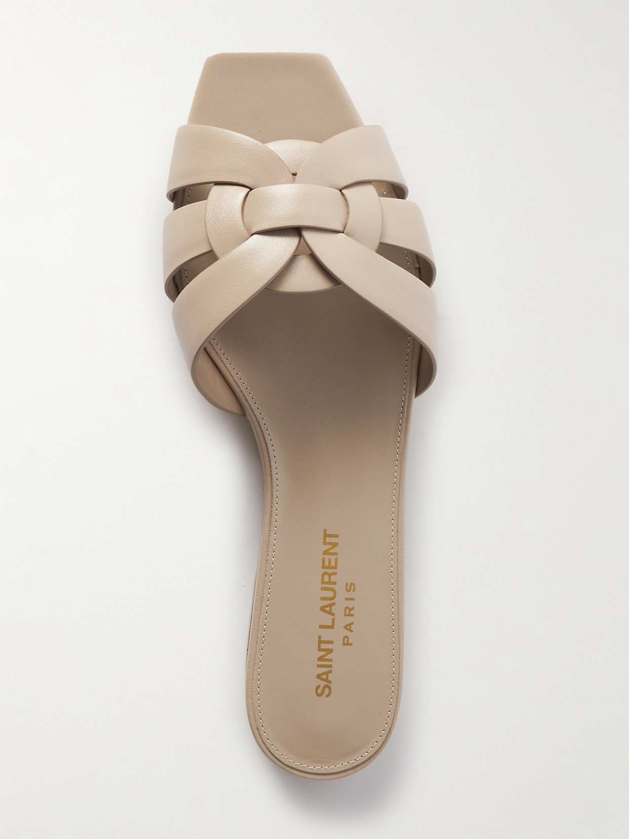 Saint Laurent Tribute Eel Leather Flat Sandals In Neutrals