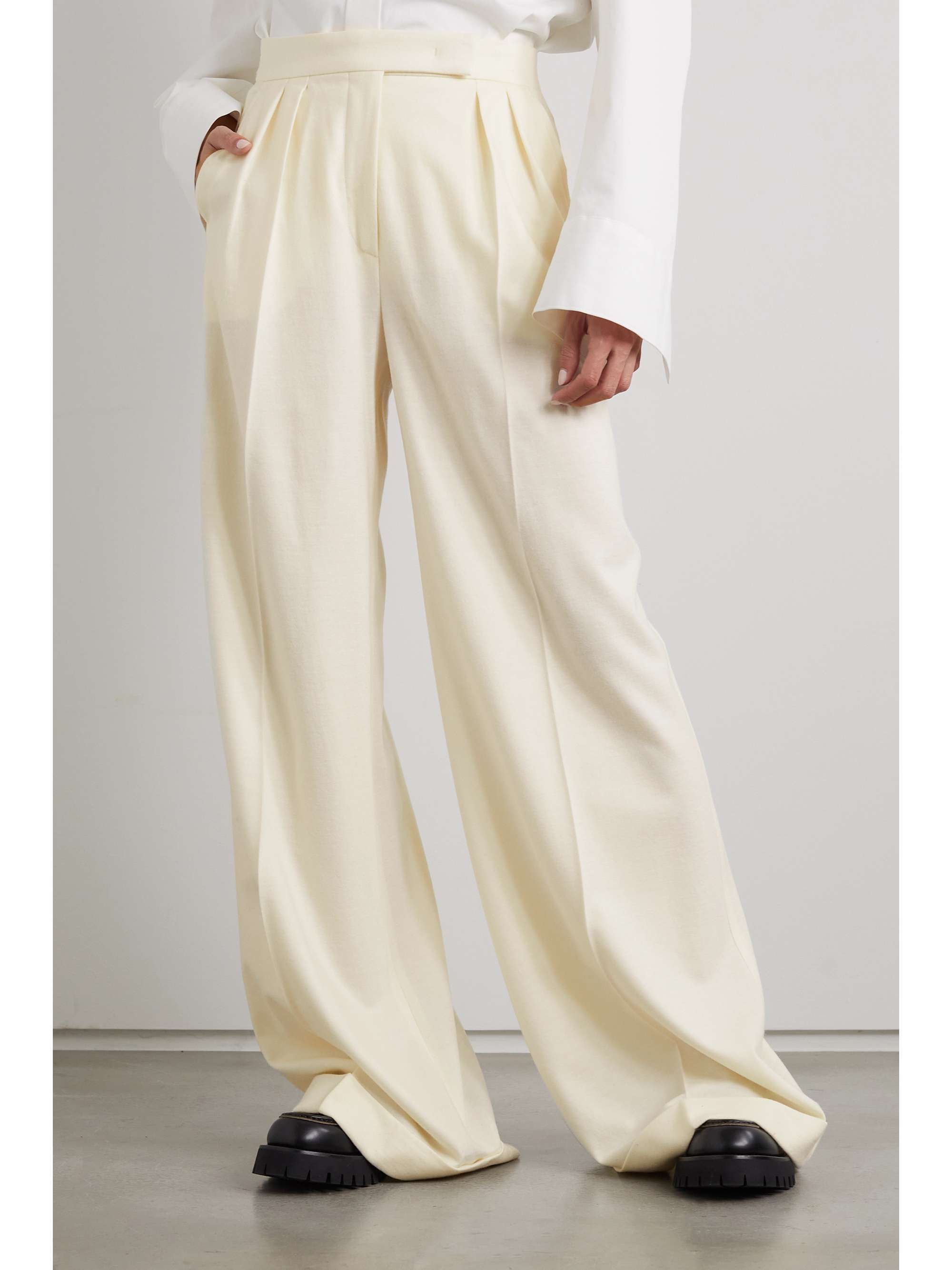 White Catullo wool-jersey wide-leg pants | MAX MARA | NET-A-PORTER