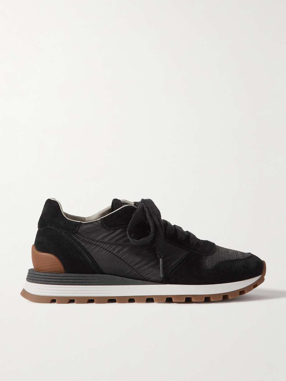 net-a-porter.com | Bead-embellished nylon and suede sneakers