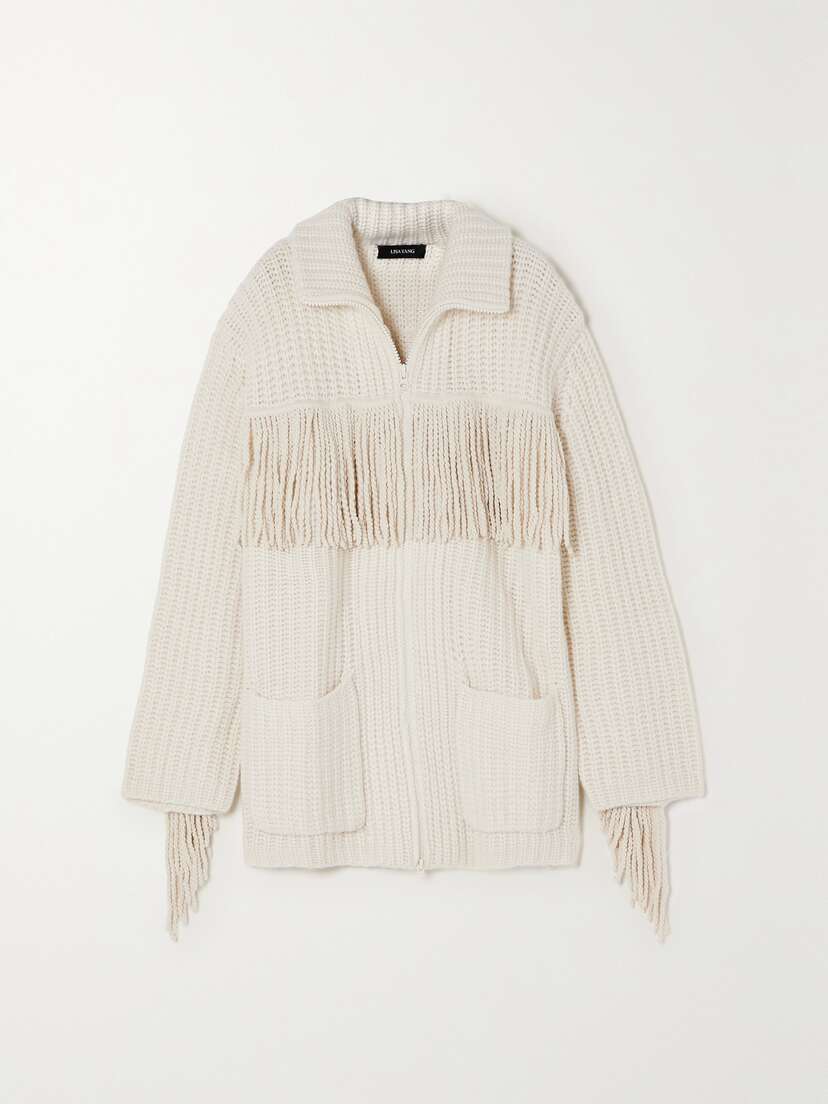 Lisa Yang Elisa Oversized Fringed Ribbed Cashmere Cardigan