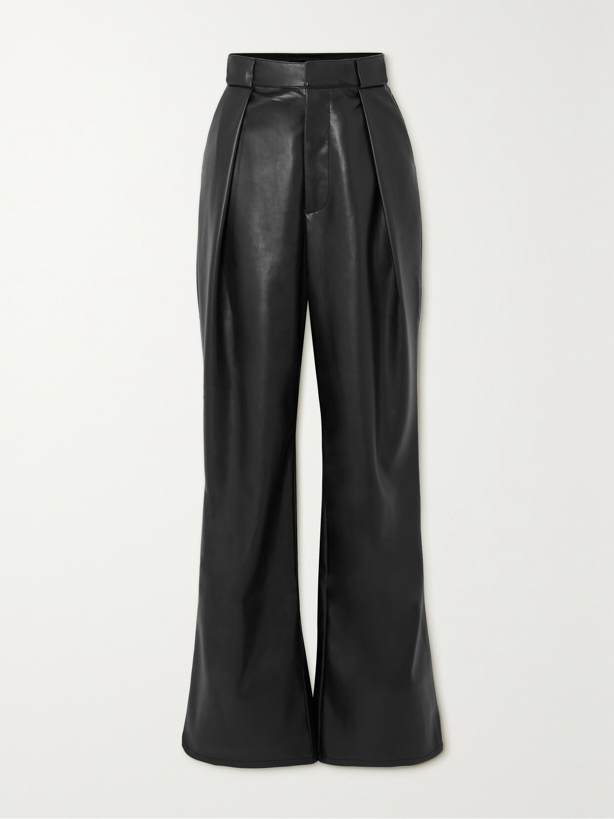 Mother - Tunnel Vision Pleated Faux Leather Straight-leg Pants - Black