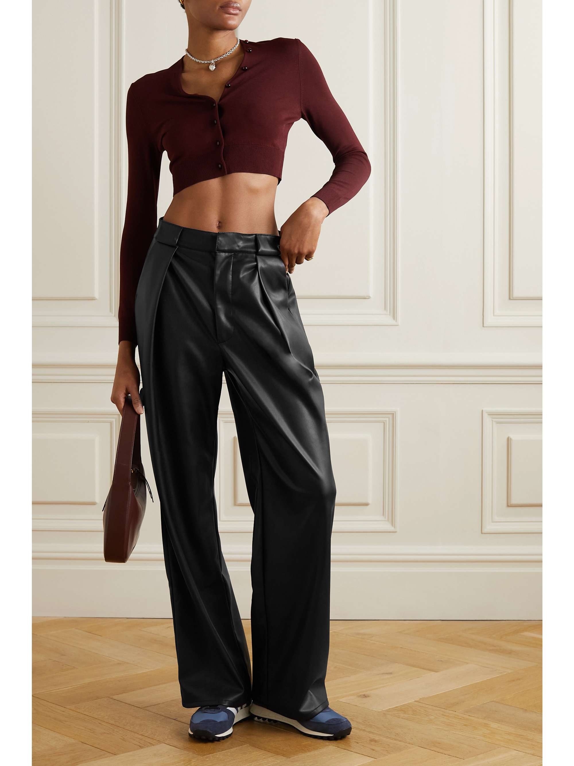 MOTHER Tunnel Vision pleated faux leather straight-leg pants | NET-A-PORTER