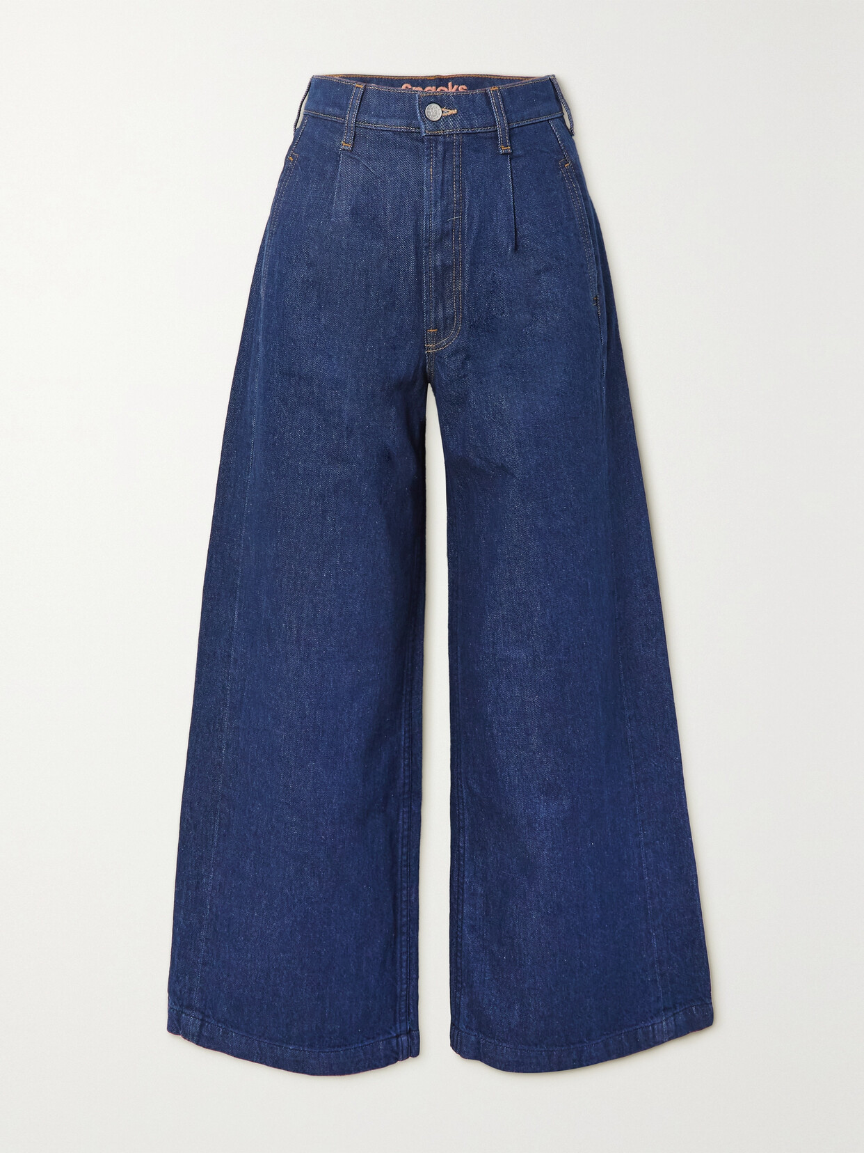 Mother - Snacks! Pleated High-rise Wide-leg Jeans - Blue