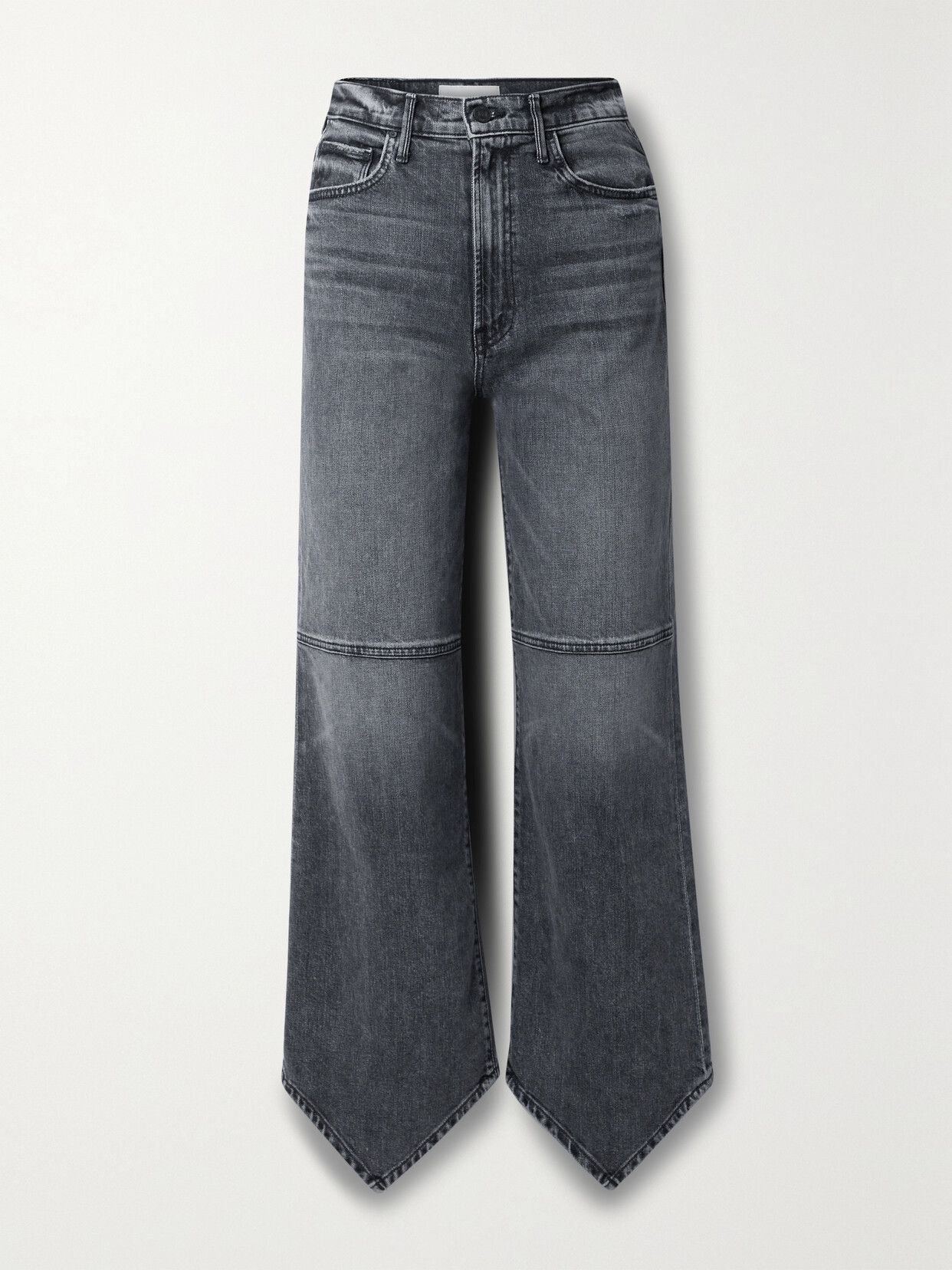 Mother The Dagger Flood High-waist Denim Jeans In Grey