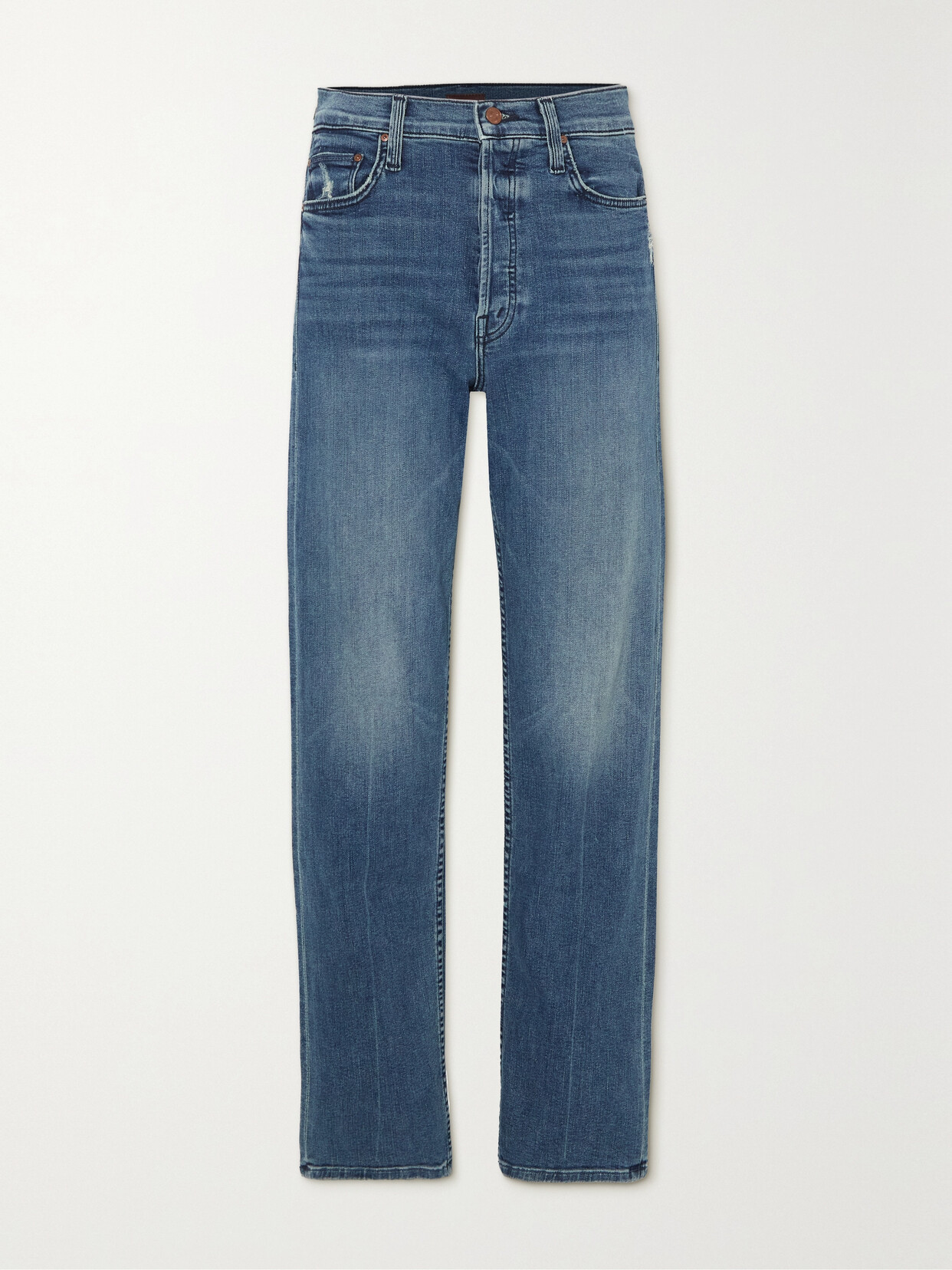 Shop Mother + Net Sustain The Tomcat Hover High-rise Straight Leg Jeans In Blue