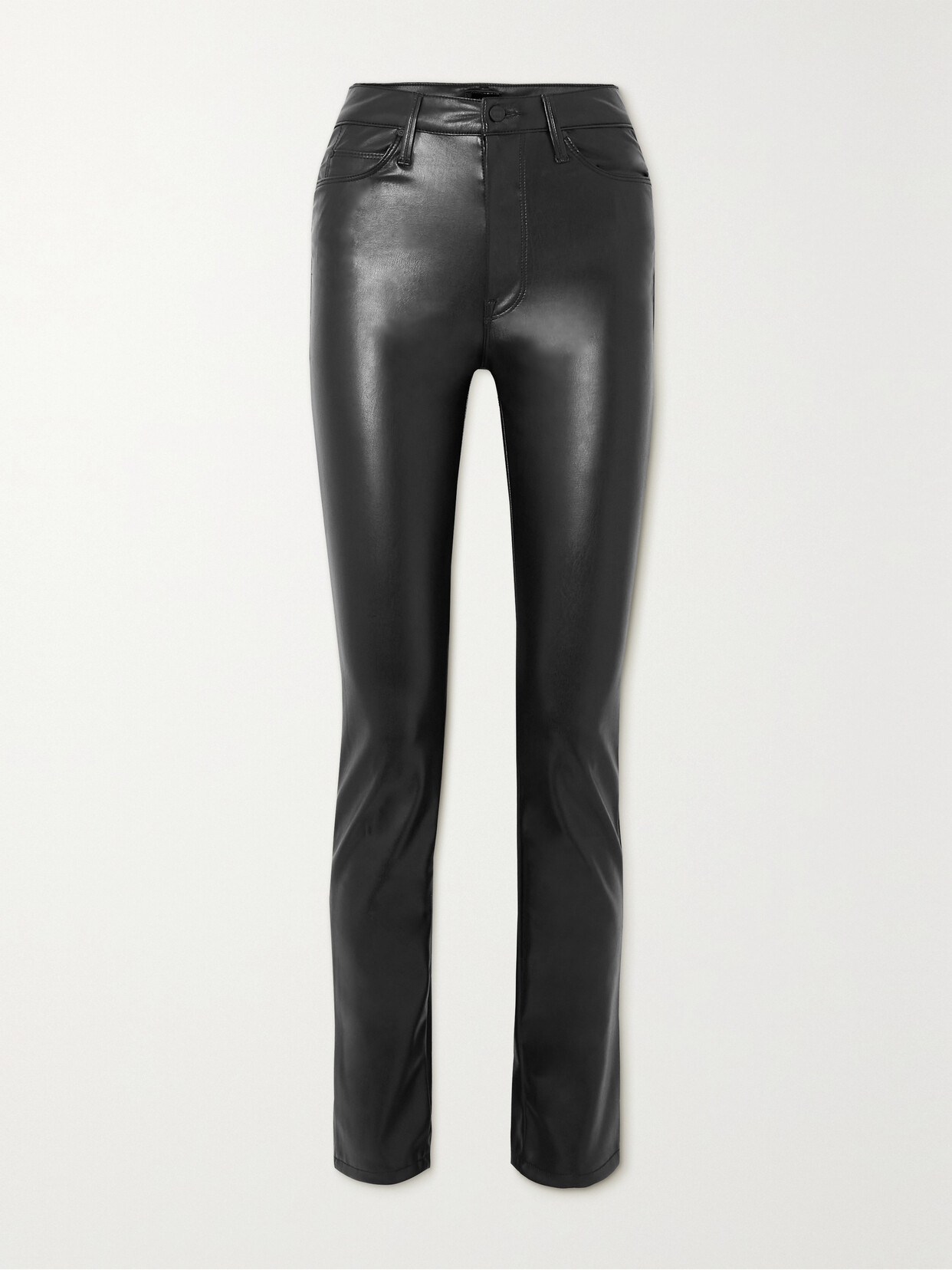 Mother - The Dazzler Skimp Faux Leather Straight-leg Pants - Black