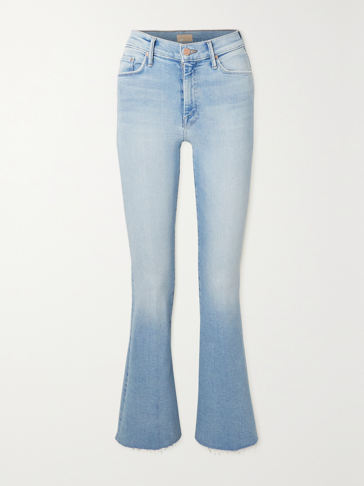 Mother - The Weekender Frayed Mid-rise Flared Jeans - Blue