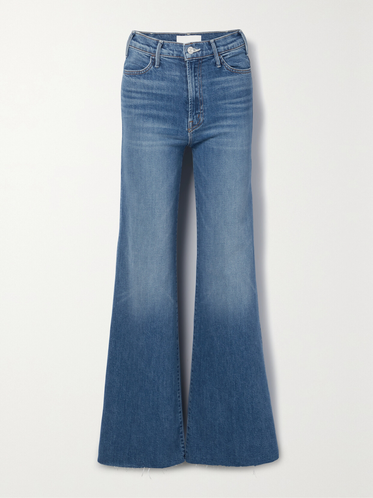 Mother - Hustler Roller Heel Fray High-rise Flared Jeans - Blue