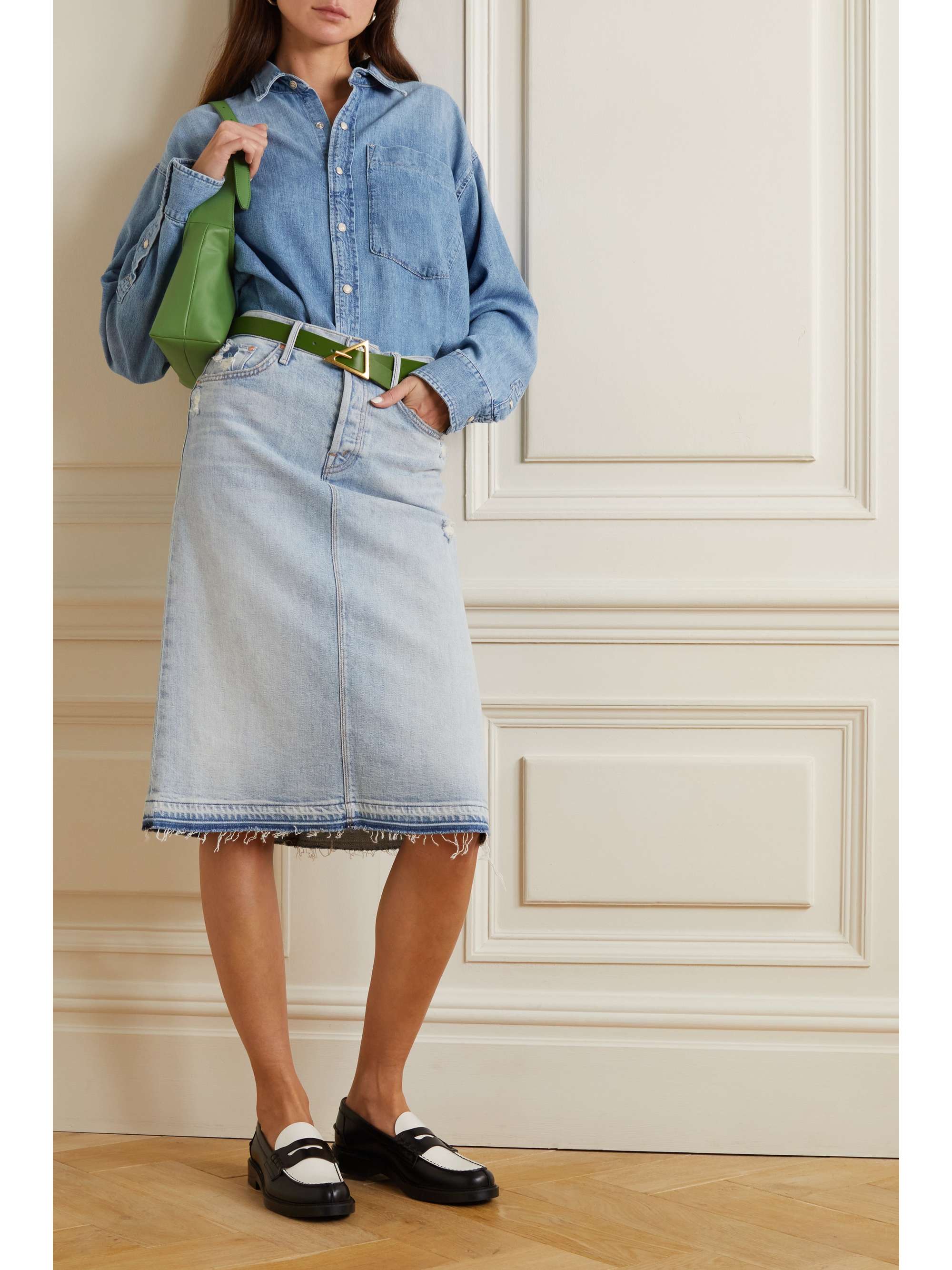 MOTHER Sleepover oversized cottonblend chambray shirt NETAPORTER