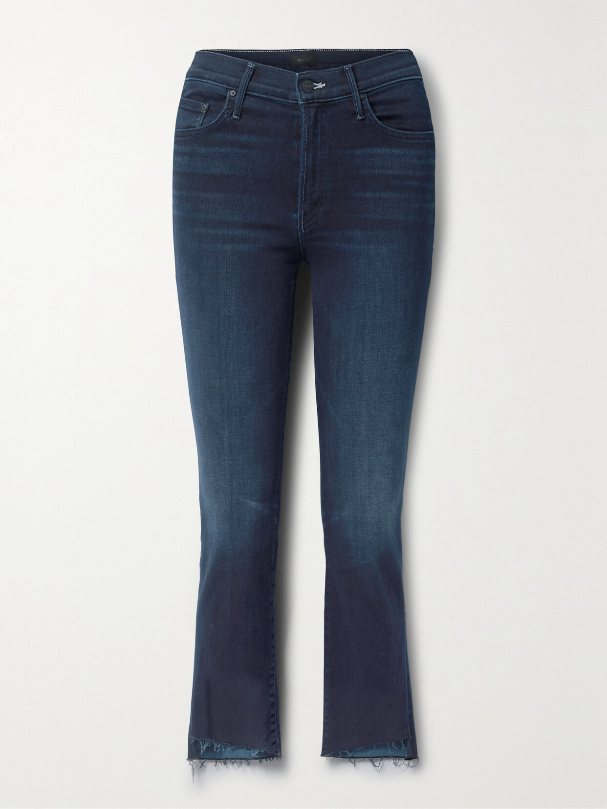 MOTHER THE INSIDER CROPPED FRAYED HIGH-RISE FLARED JEANS