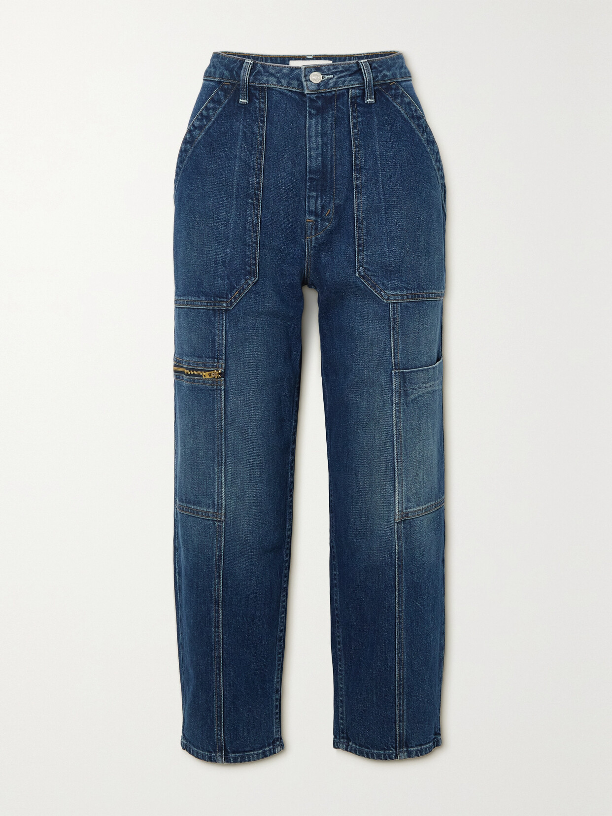 MOTHER CROPPED HIGH-RISE STRAIGHT-LEG CARGO JEANS