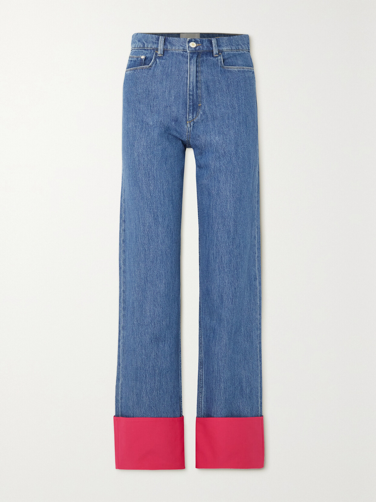 Wandler Poppy Two-tone High-rise Straight-leg Jeans In Blue