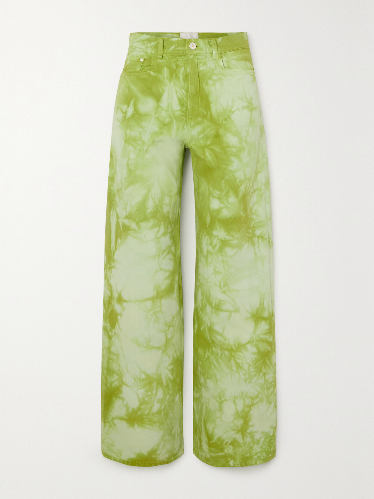 WANDLER MAGNOLIA TIE-DYED HIGH-RISE WIDE-LEG ORGANIC JEANS