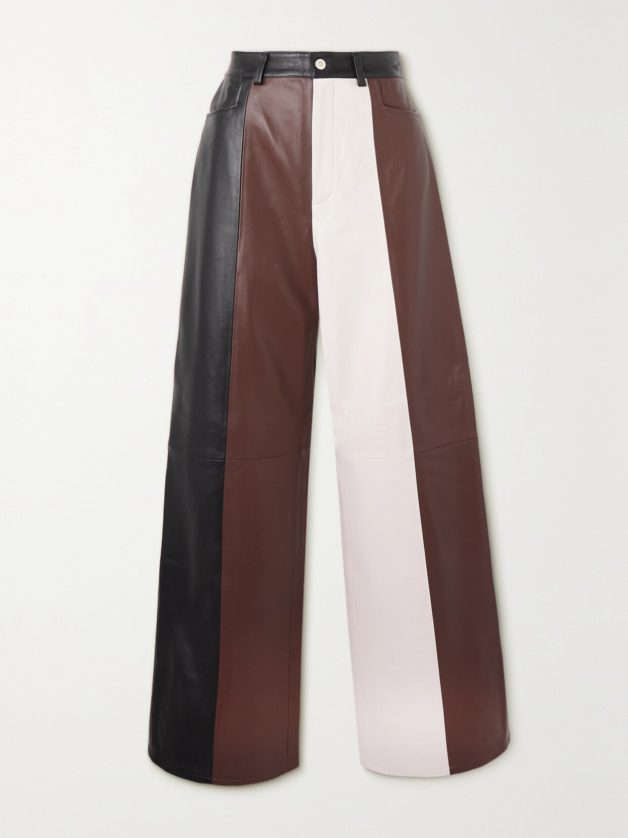 Wandler Magnolia Color-block Leather Wide-leg Pants In Brown