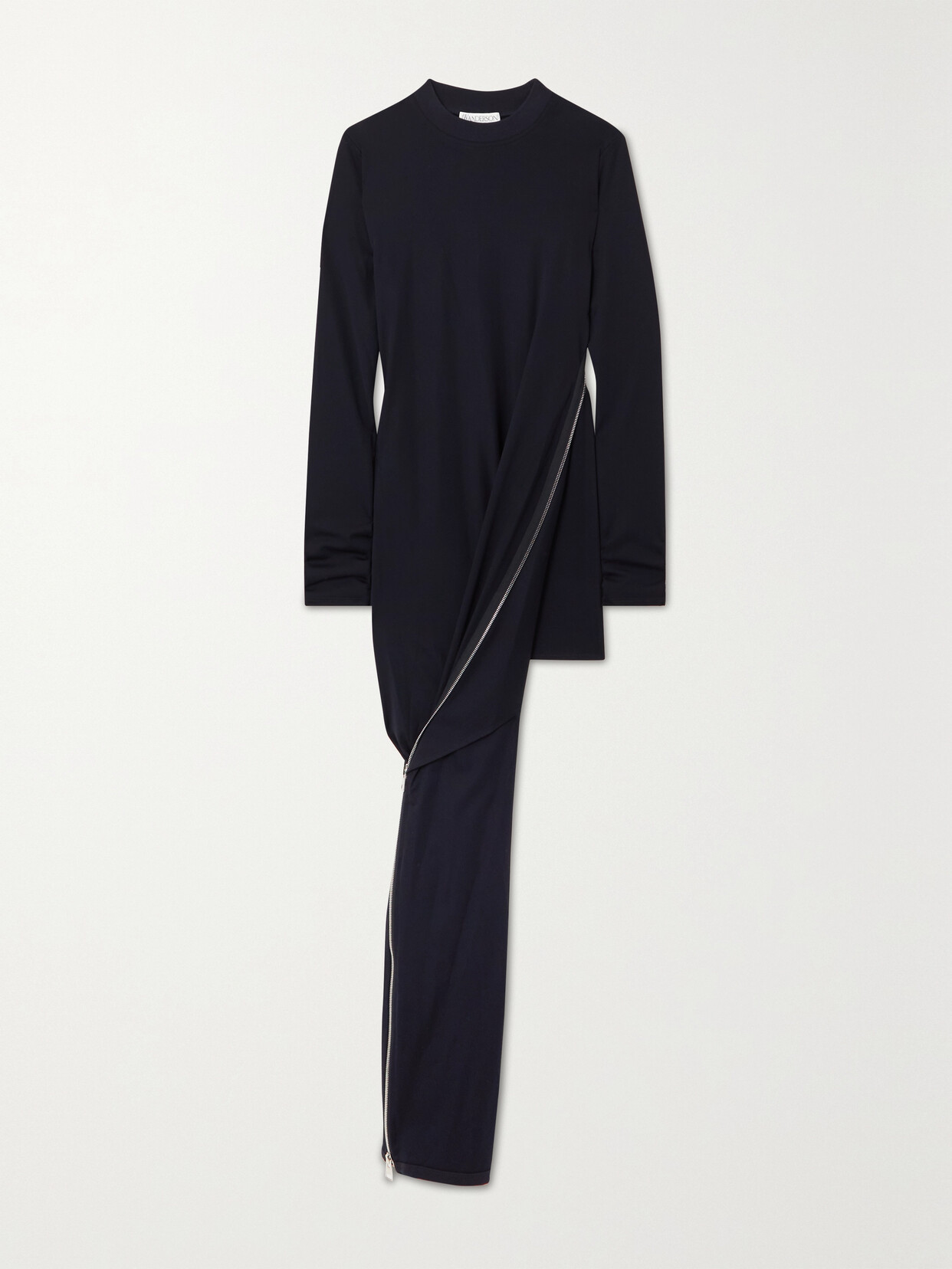 JW Anderson - Asymmetric Zip-embellished Jersey Maxi Dress - Blue