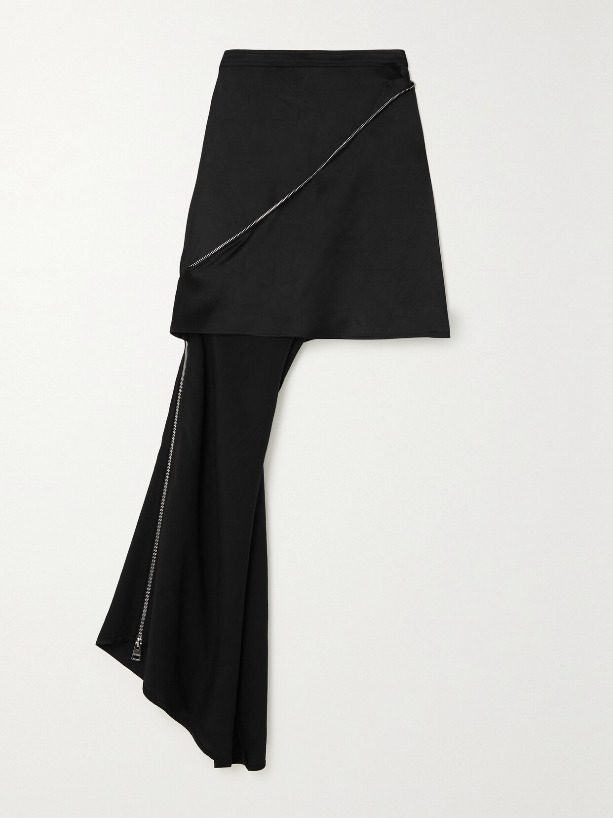 JW Anderson - Asymmetric Zip-detailed Satin Mini Skirt - Black