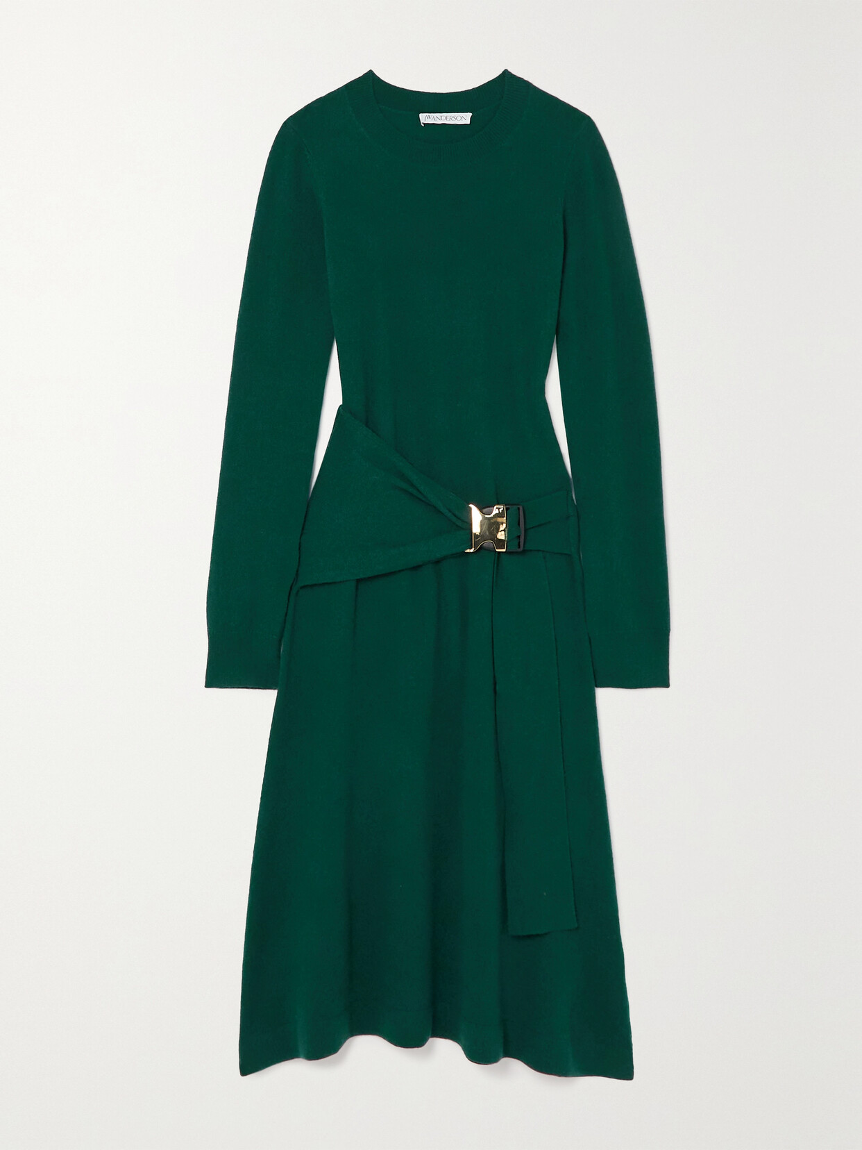 JW Anderson - Buckled Merino Wool Midi Dress - Green