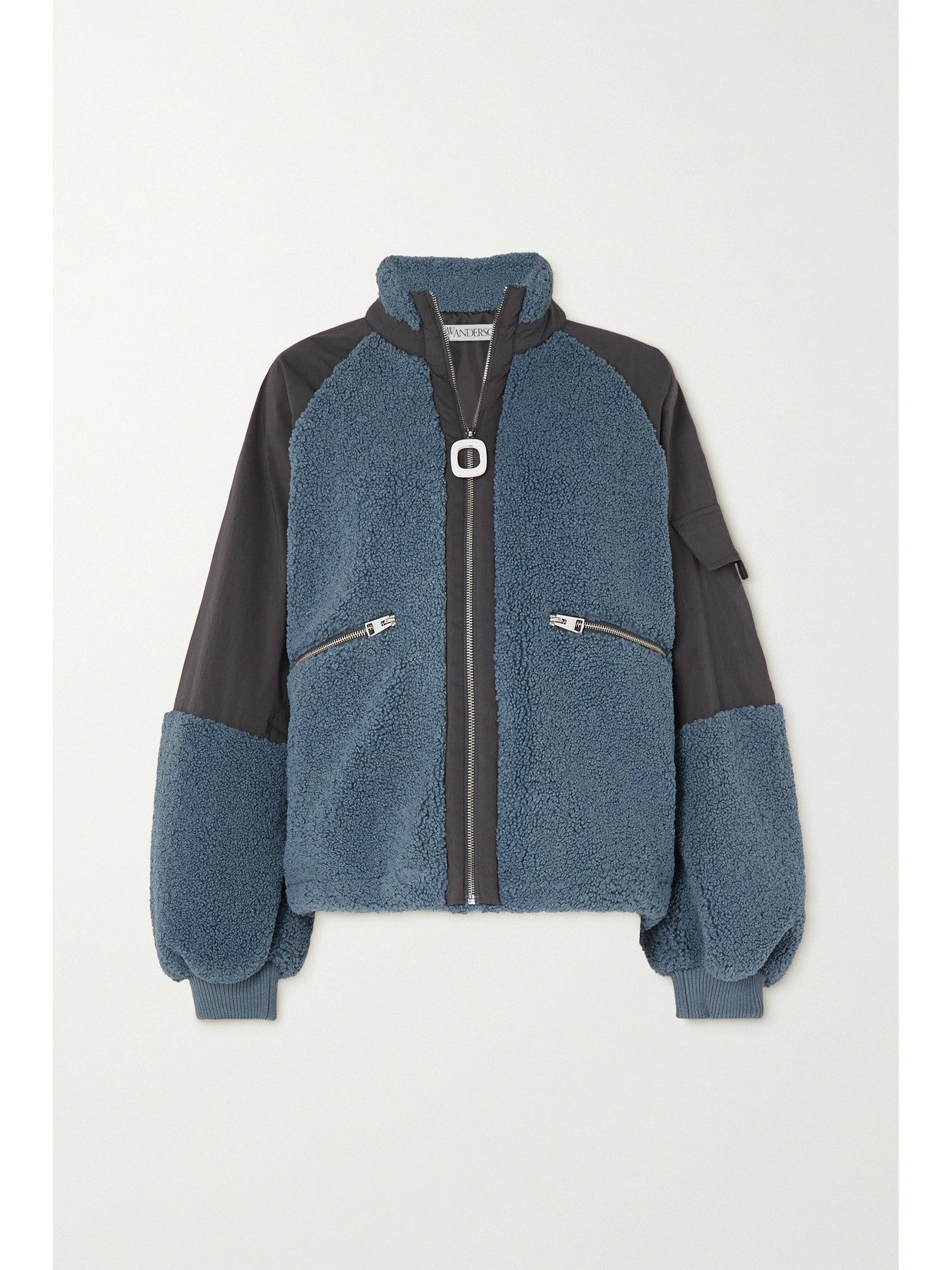 JW Anderson - Leather-trimmed Ripstop And Cotton-blend Fleece Track Jacket - Blue