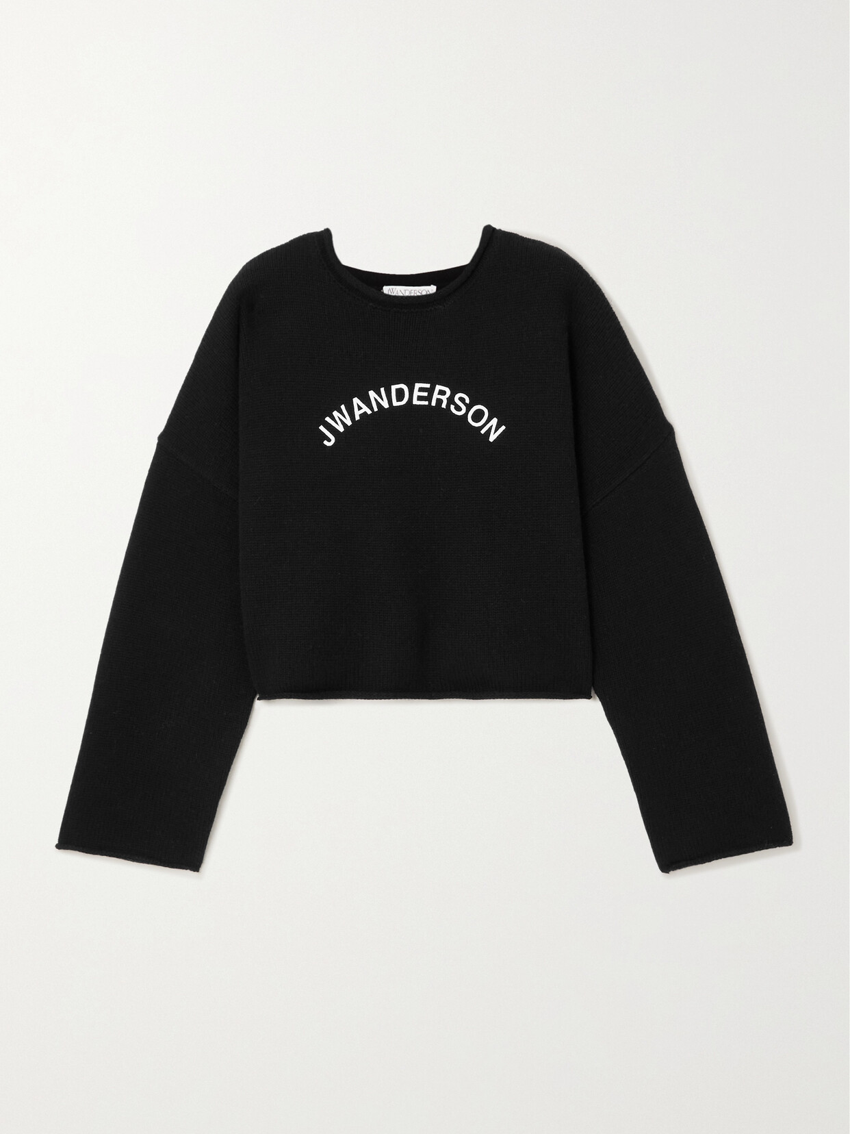 JW Anderson - Cropped Embroidered Wool And Cashmere-blend Sweater - Neutrals