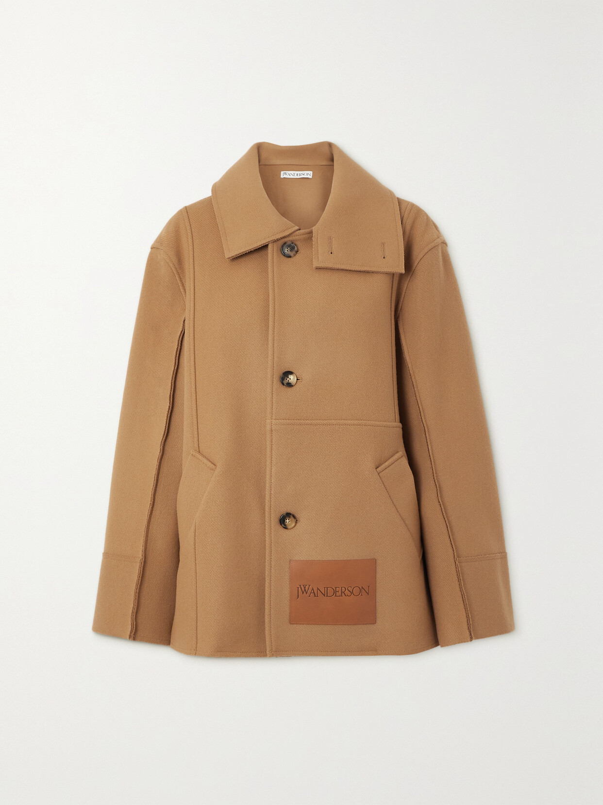 JW Anderson - Leather-trimmed Wool-blend Jacket - Brown