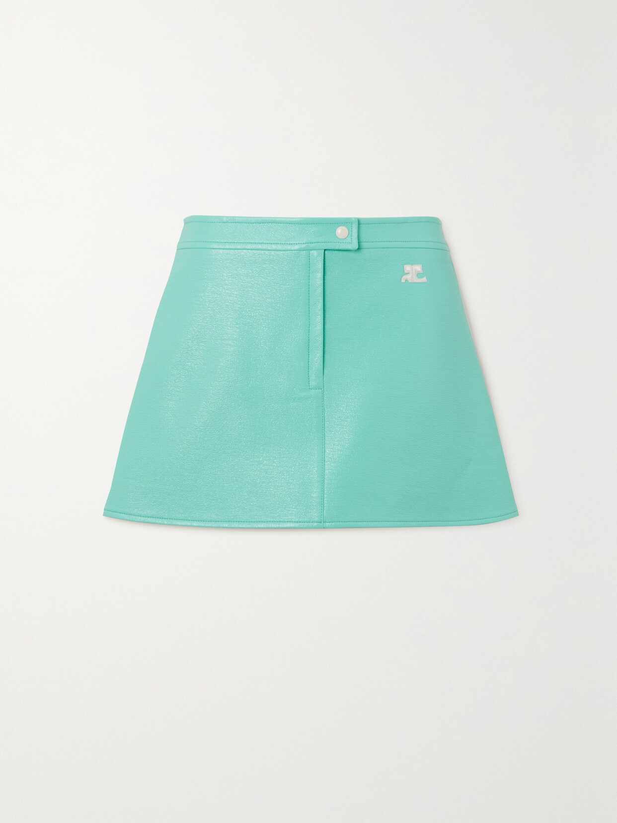 COURREGES - Appliquéd Cotton-blend Vinyl Mini Skirt - Blue