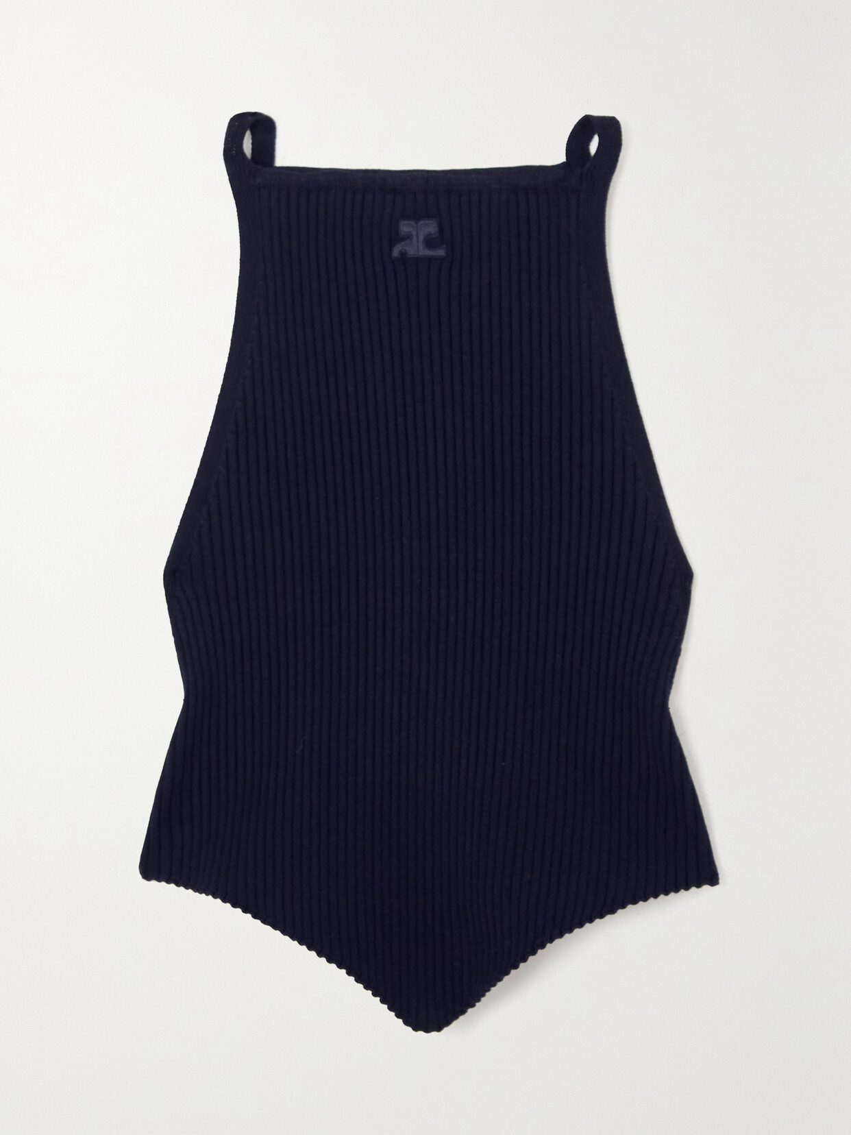 COURREGES - Appliquéd Ribbed-knit Top - Blue