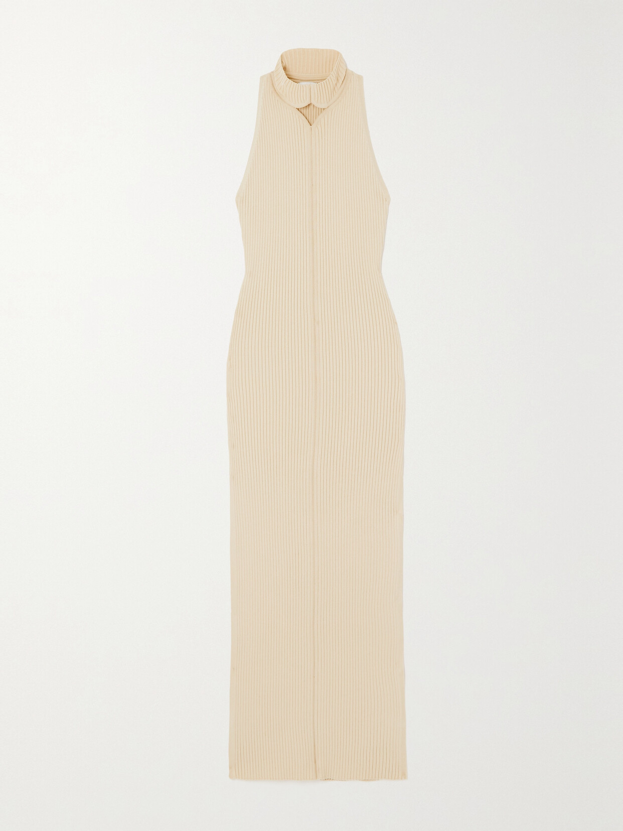COURREGES - Cutout Ribbed-knit Maxi Dress - Neutrals