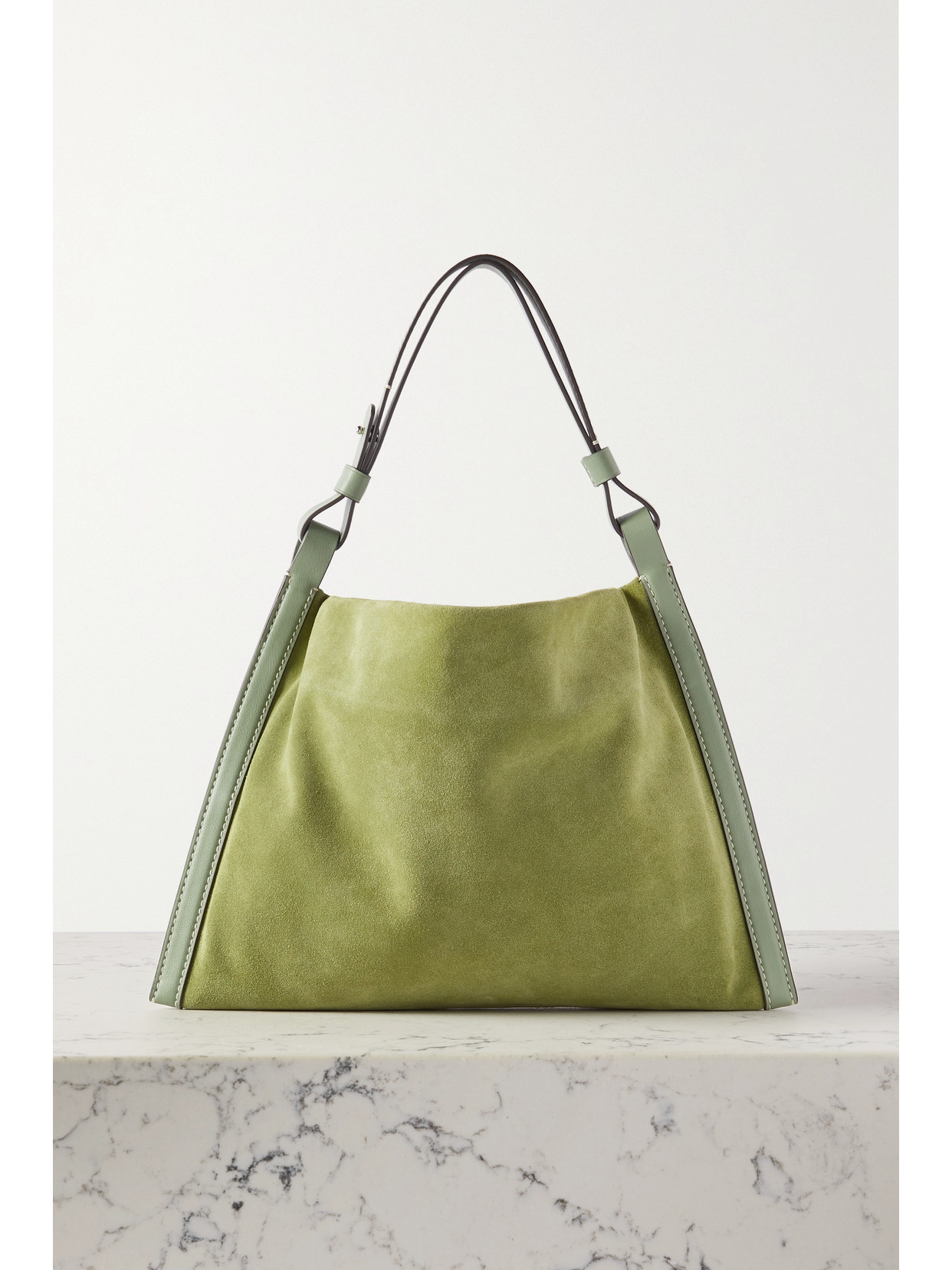 Proenza Schouler White Label - Minetta Leather-trimmed Suede Tote - Green