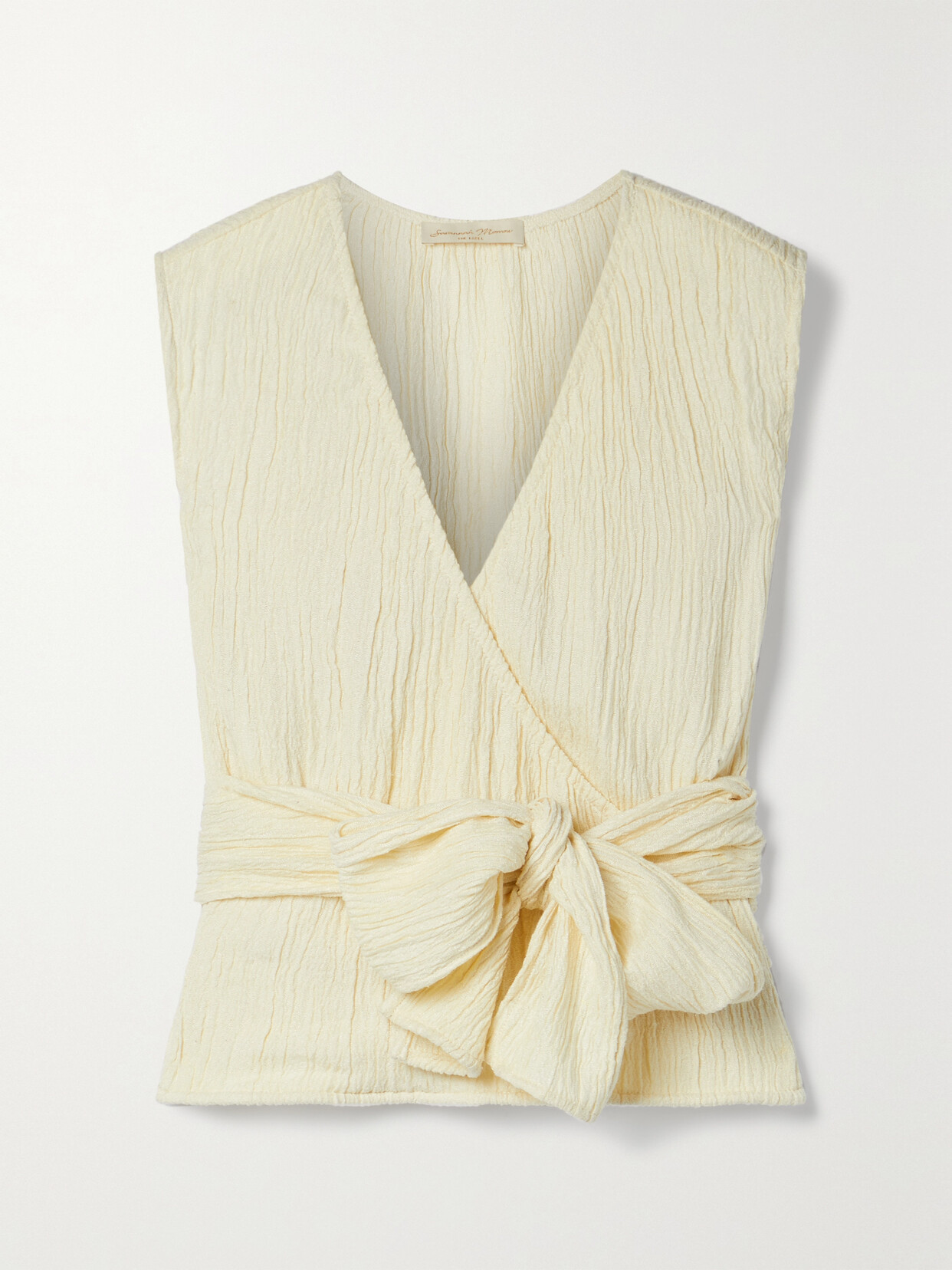 Savannah Morrow - Conga Wrap-effect Crinkled Peace Silk And Bamboo-blend Top - Cream