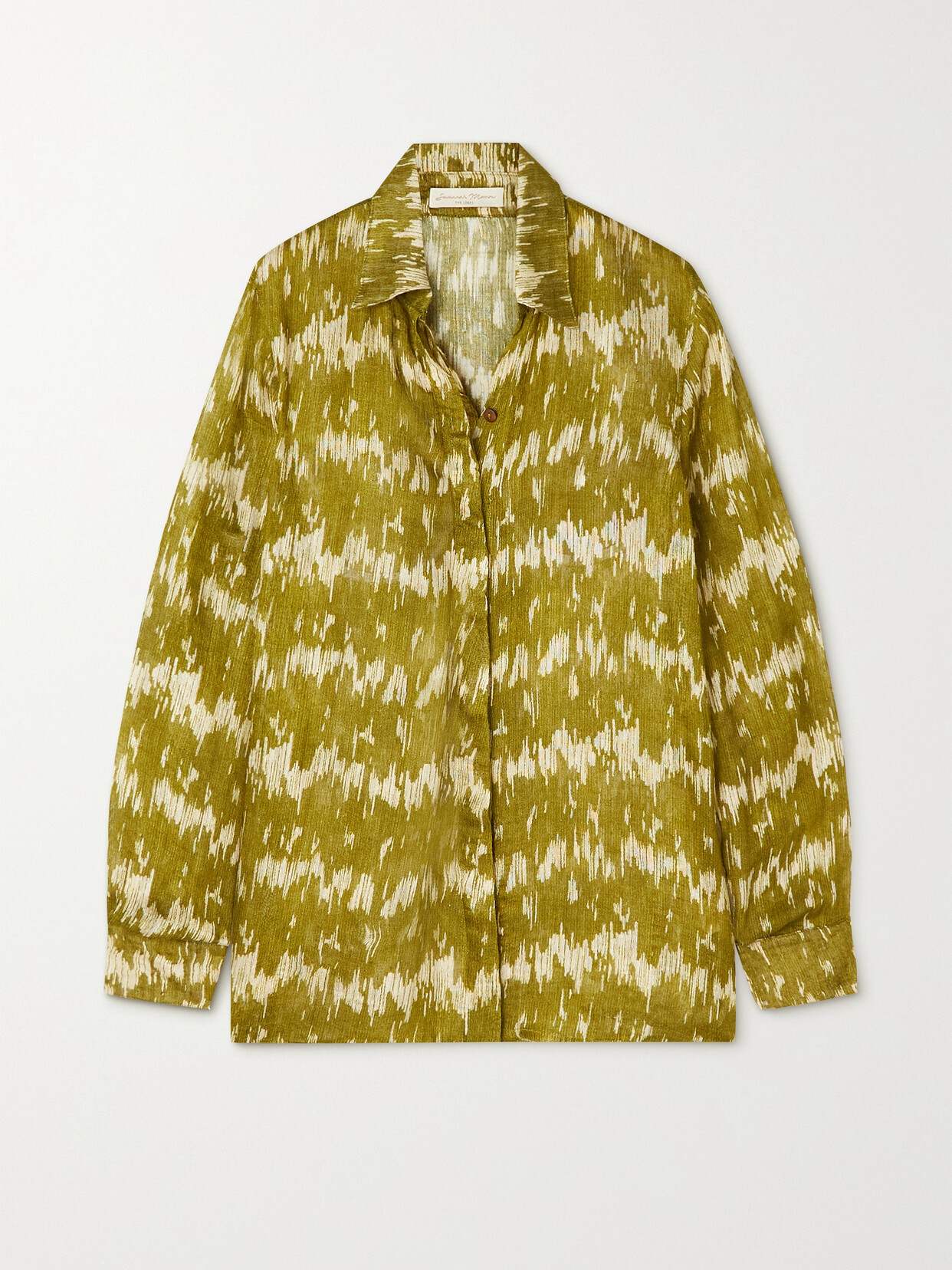 Savannah Morrow - Cliff Patchwork Printed Silk Blouse - Green