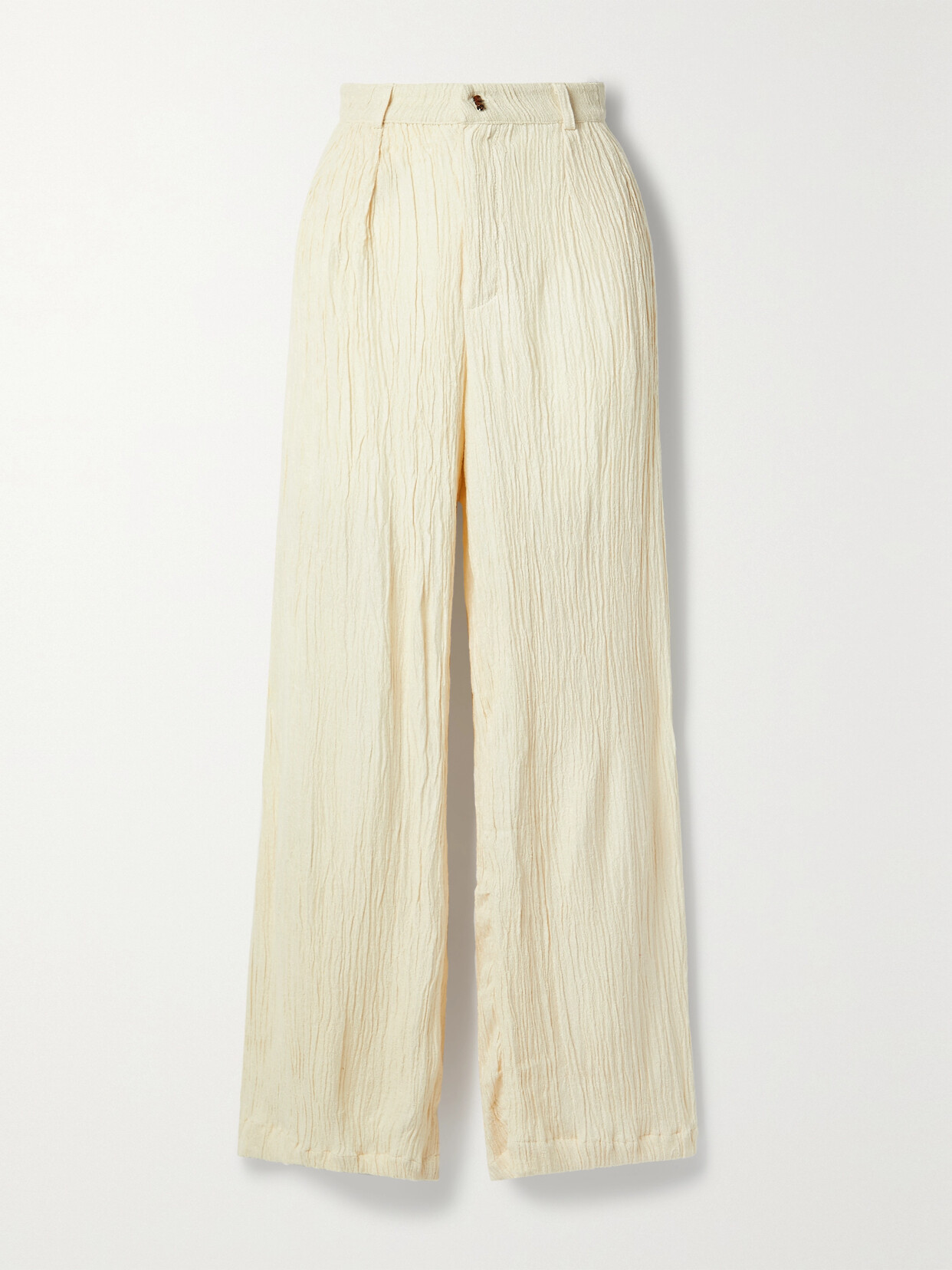 Savannah Morrow - Willow Crinkled Peace Silk And Bamboo-blend Wide-leg Pants - Cream