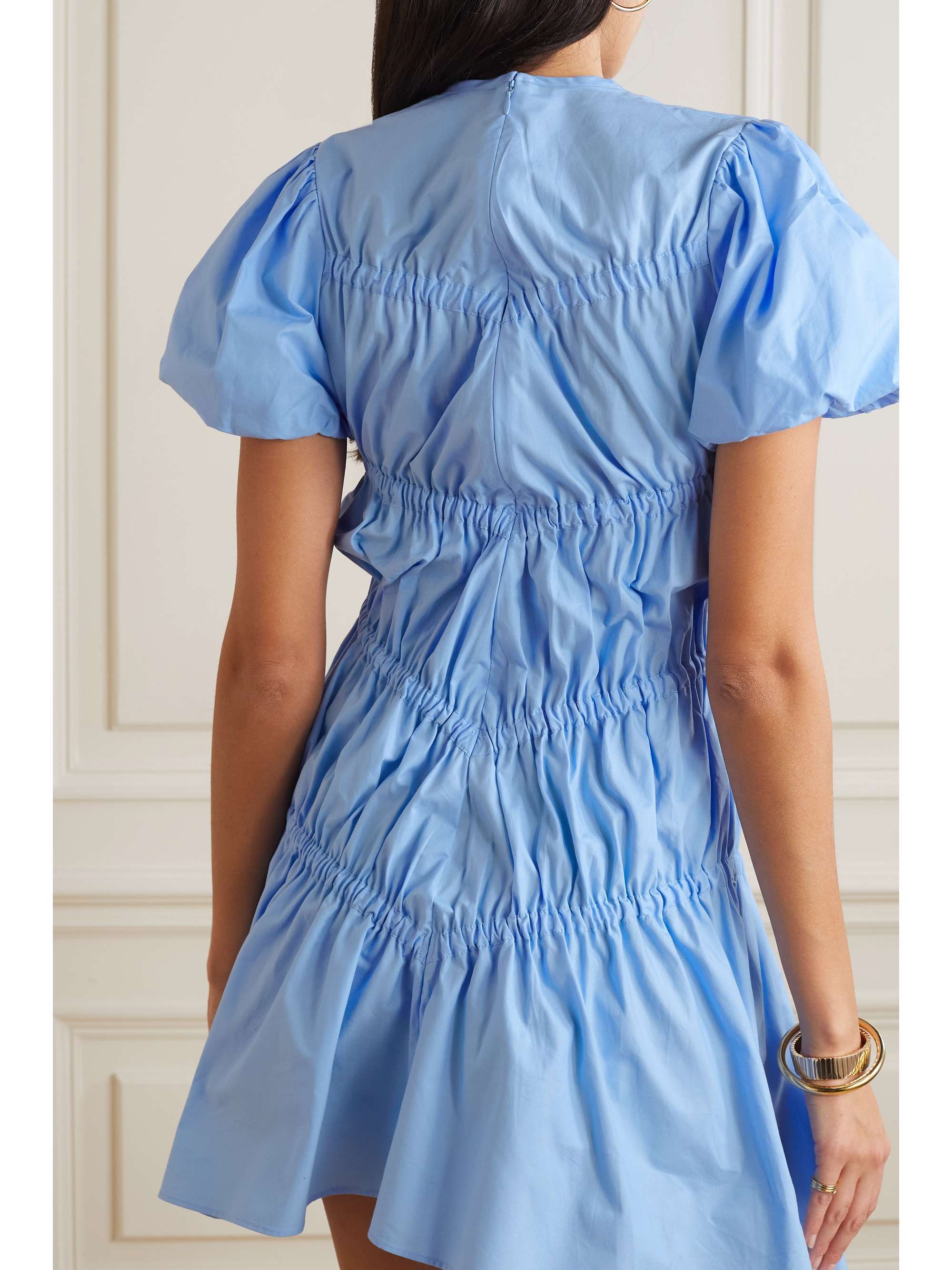 RENAISSANCE RENAISSANCE Crimi tie-detailed ruched cotton-poplin mini dress