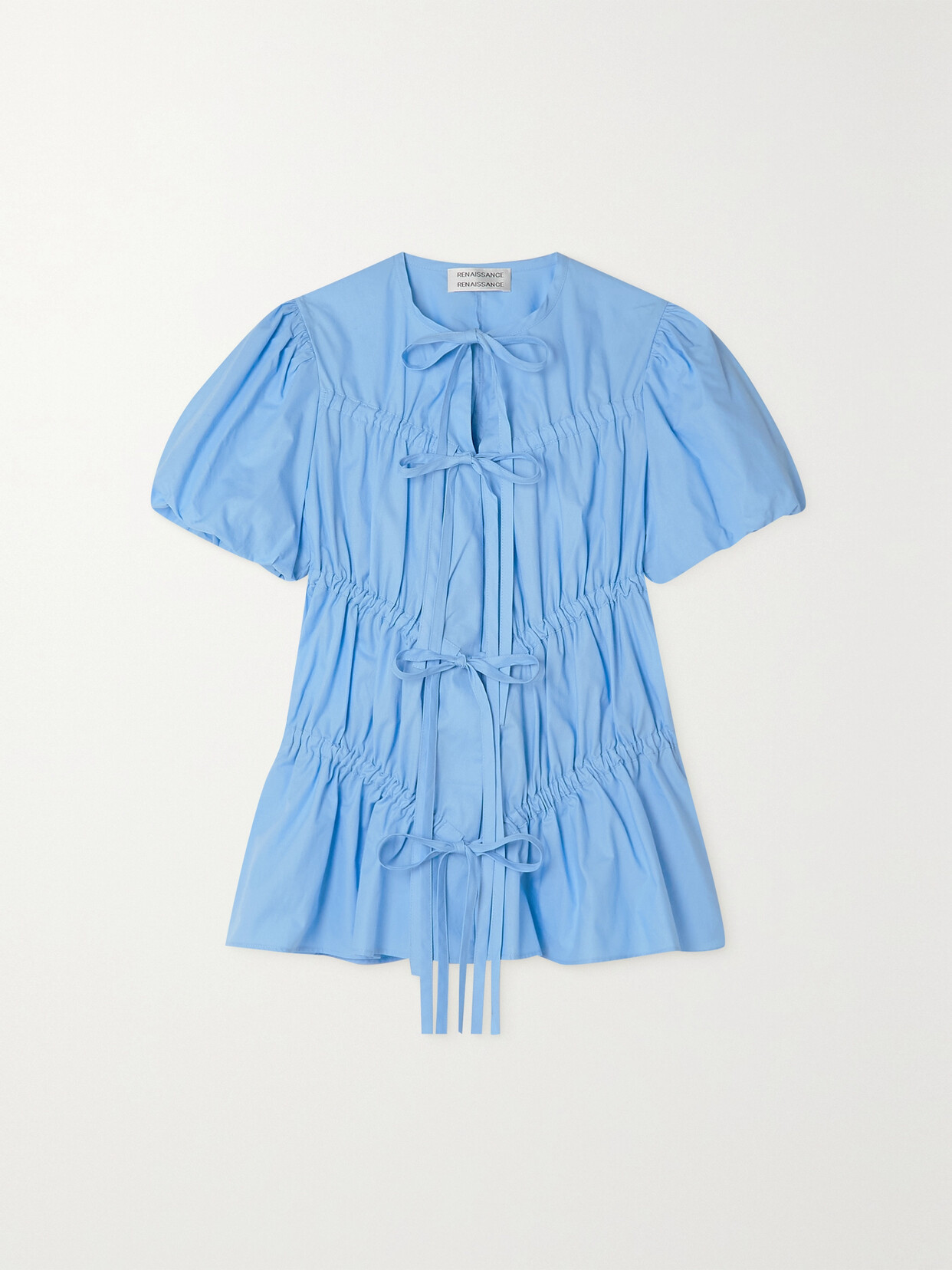 RENAISSANCE RENAISSANCE Crimes Gathered Cotton-poplin Blouse - Blue