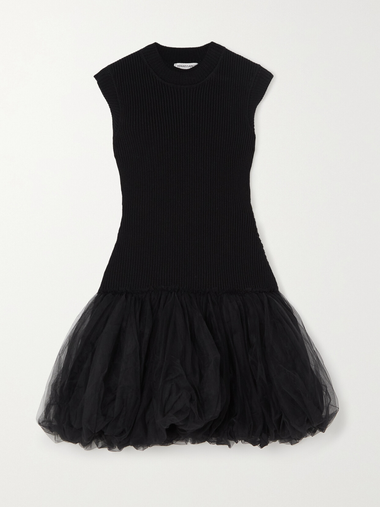 Renaissance Renaissance - Romeo Ribbed Cotton And Tulle Mini Dress - Black