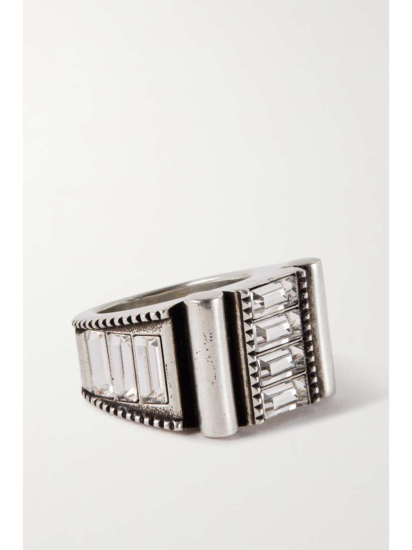 Saint Laurent Empire Silver-tone Crystal Ring