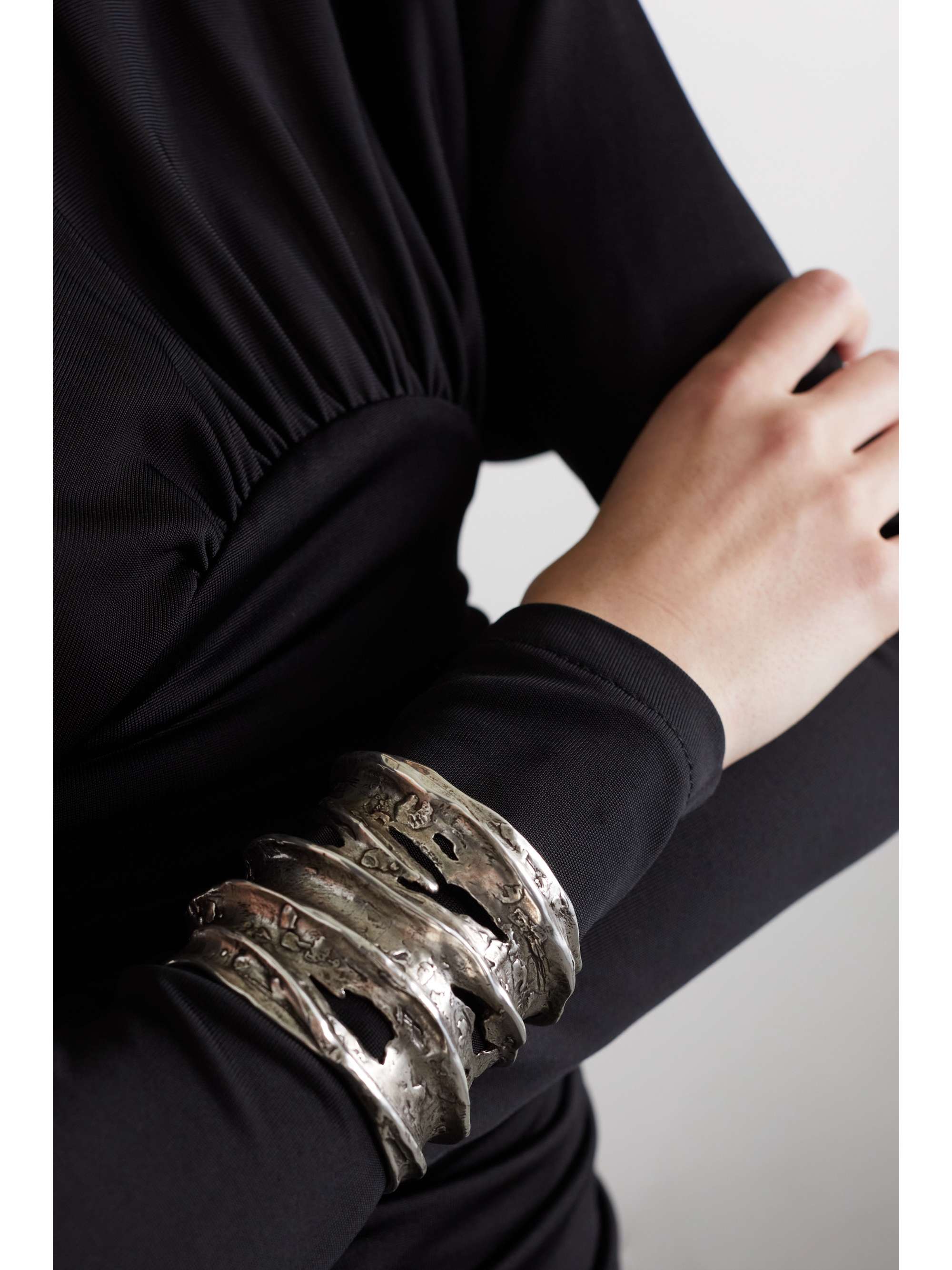 SAINT LAURENT Silvertone cuff NETAPORTER